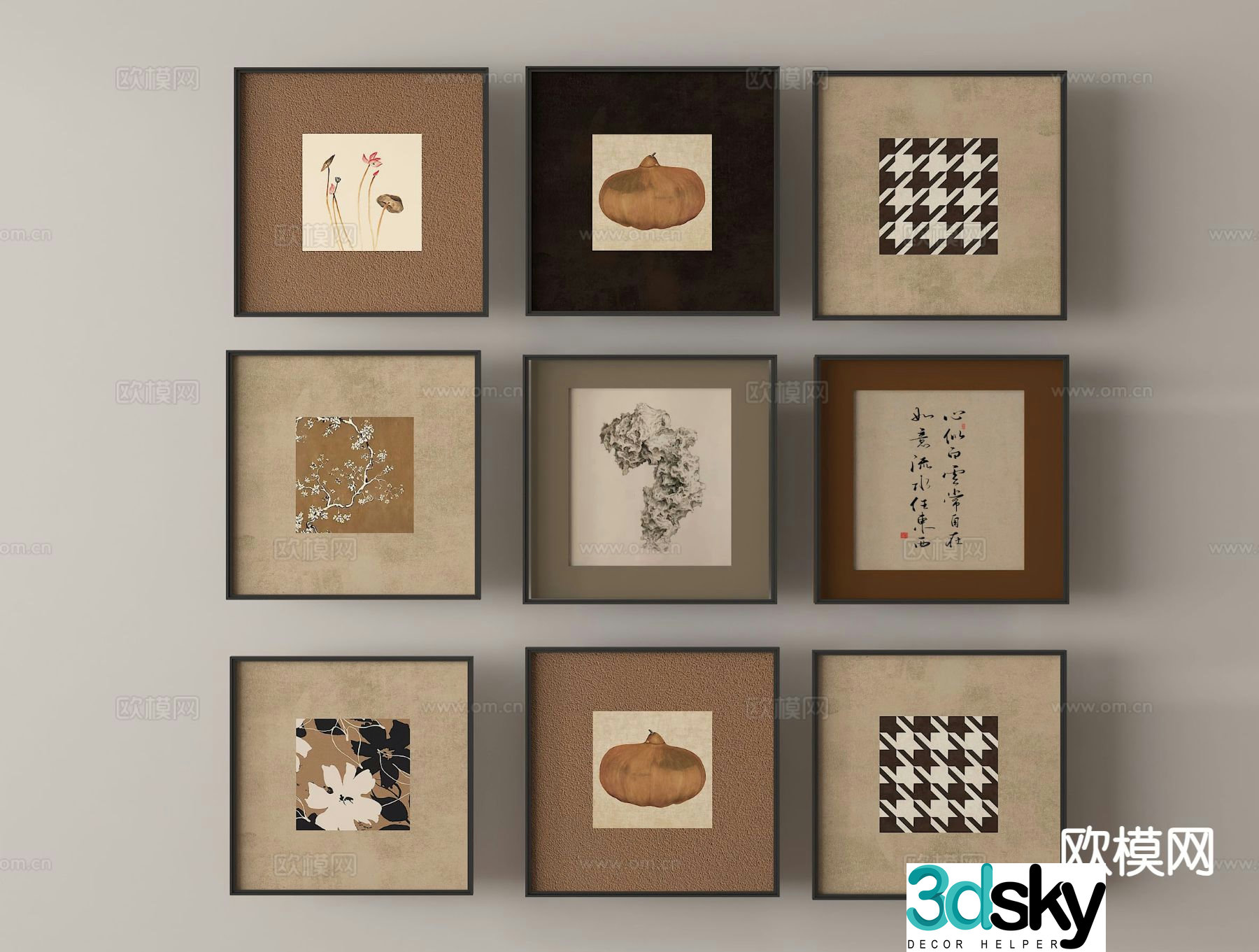 Wabi-sabi texture painting art painting decorative painting 3d model