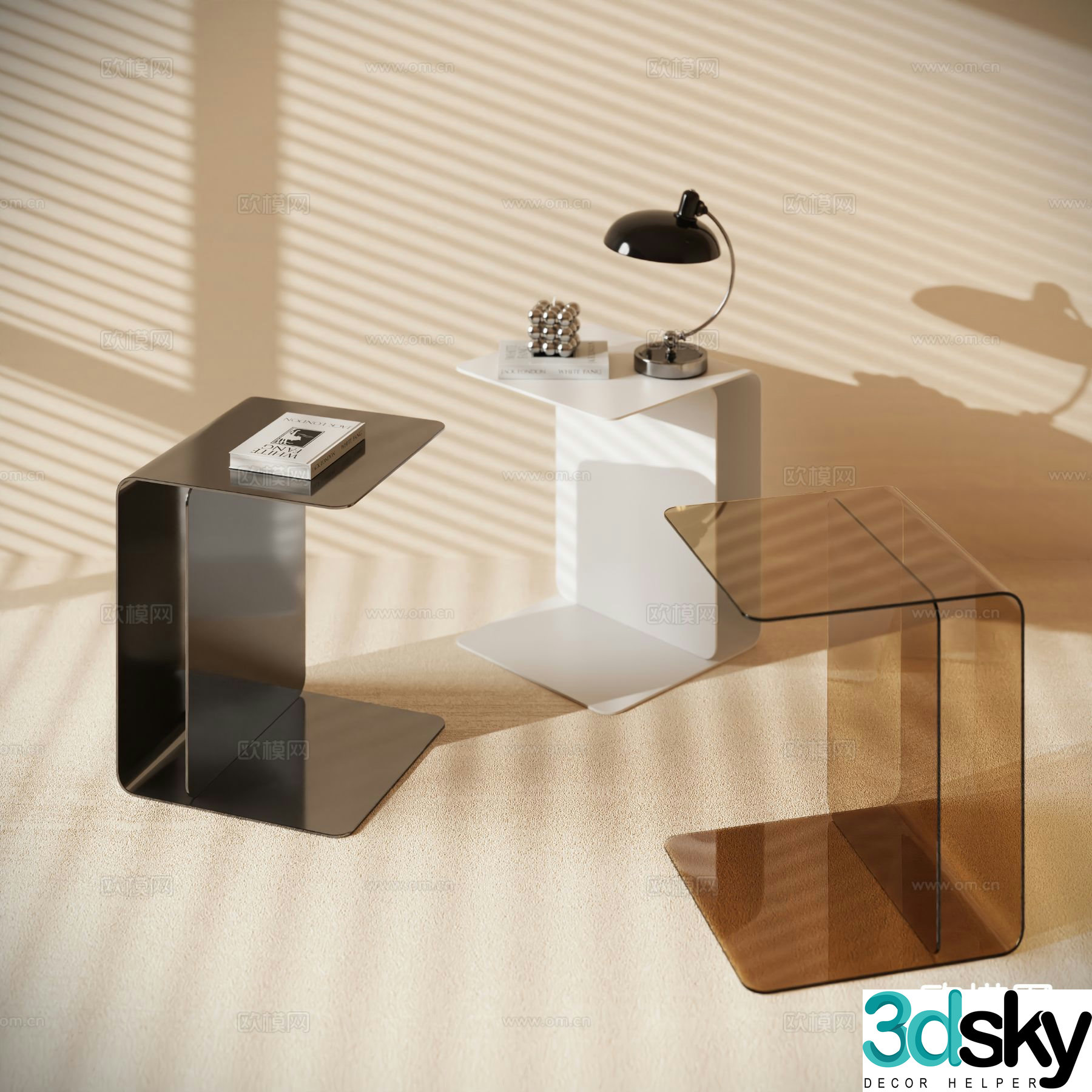 Acrylic corner table side table table table 3D model