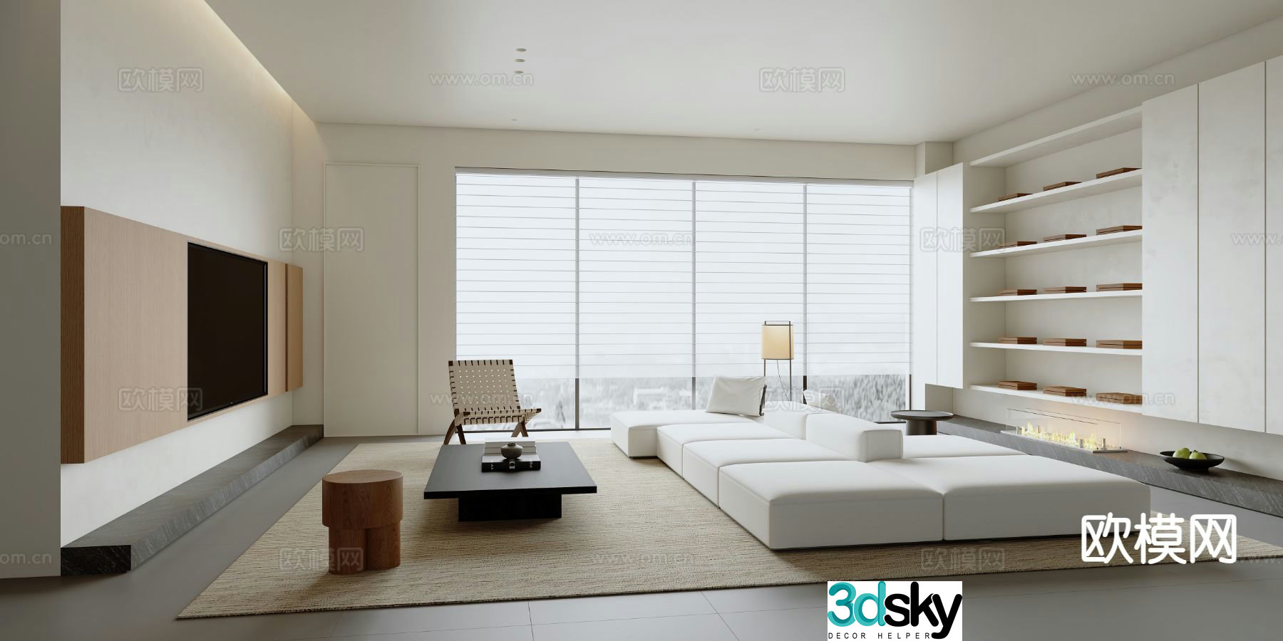 Modern minimalist living room 3d model
