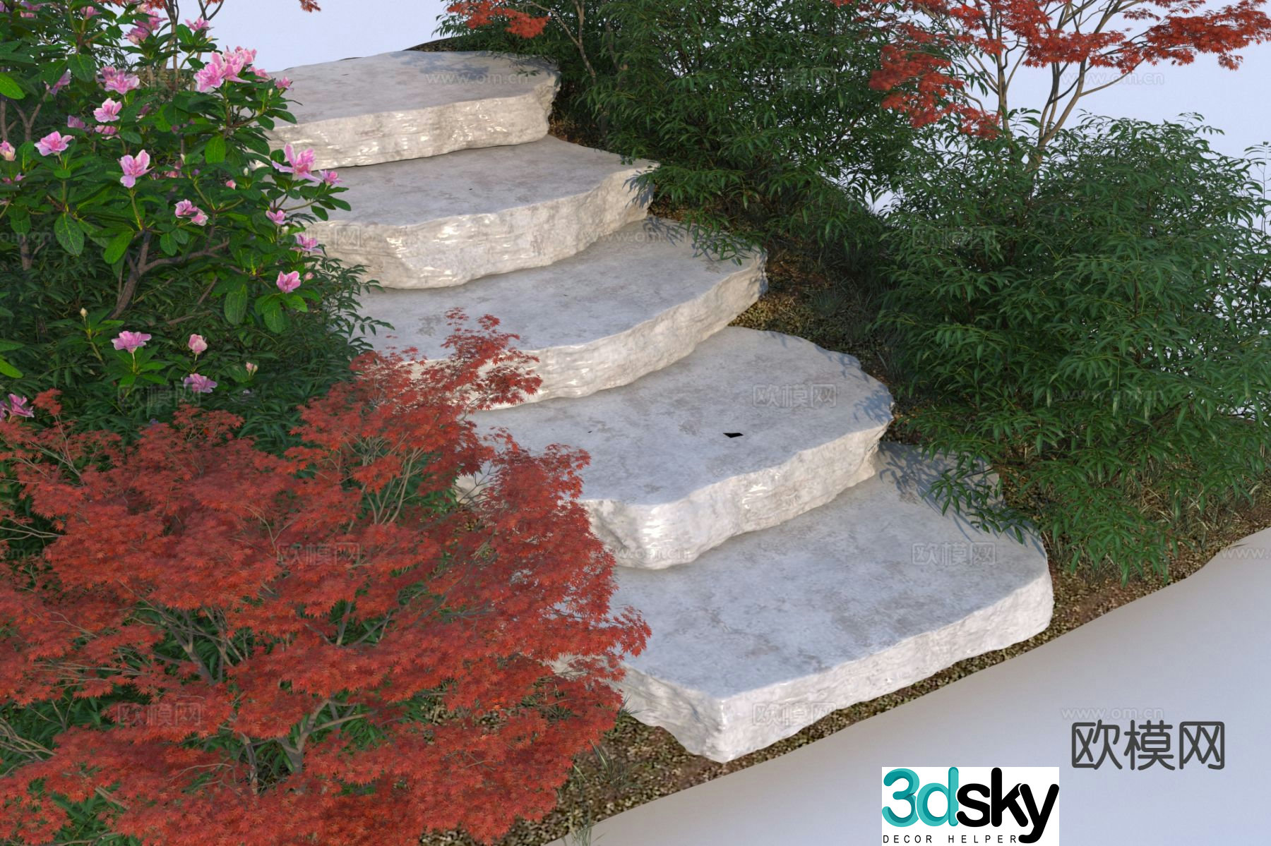 Stairs stone steps natural stone bluestone slab 3d model
