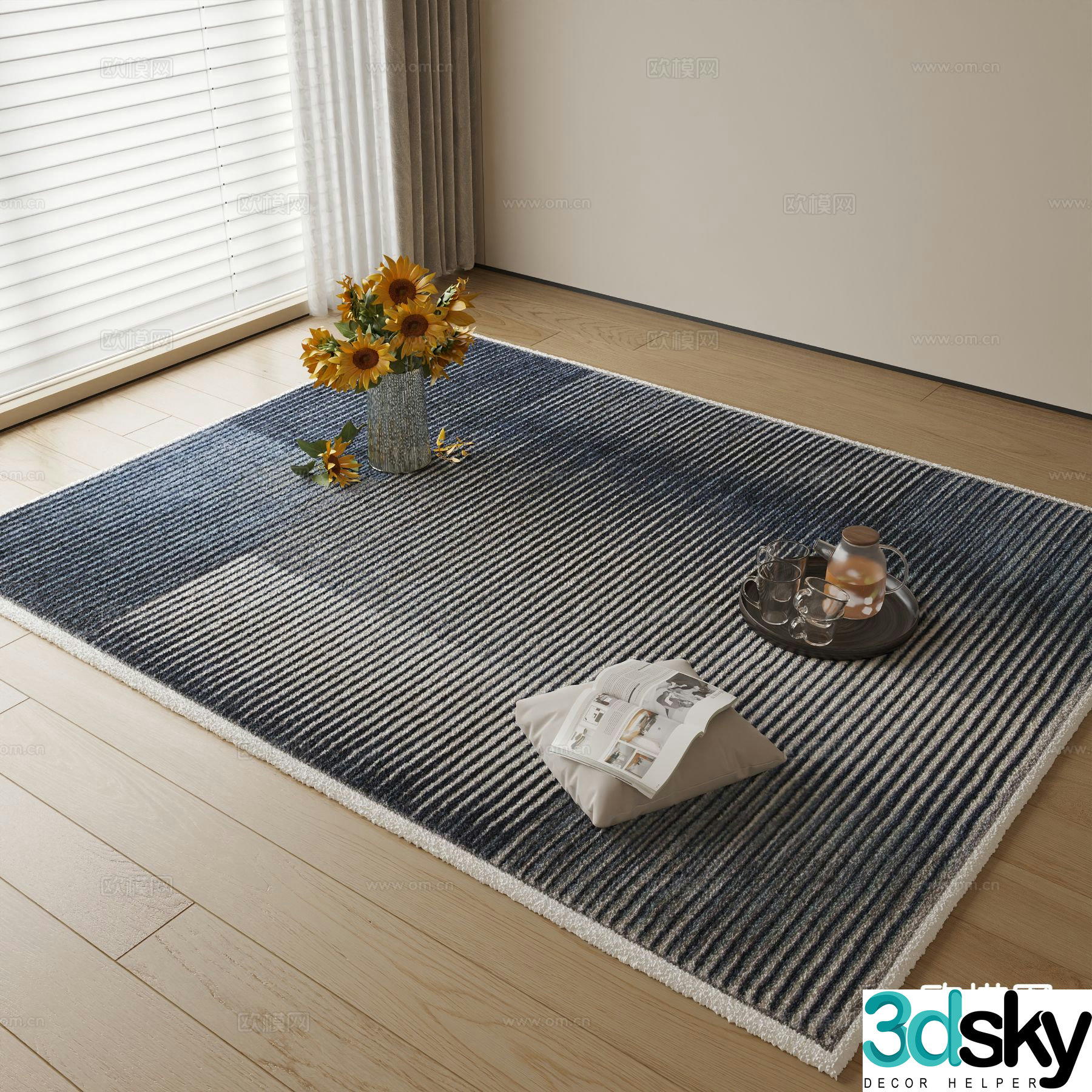 Modern square carpet 3d model