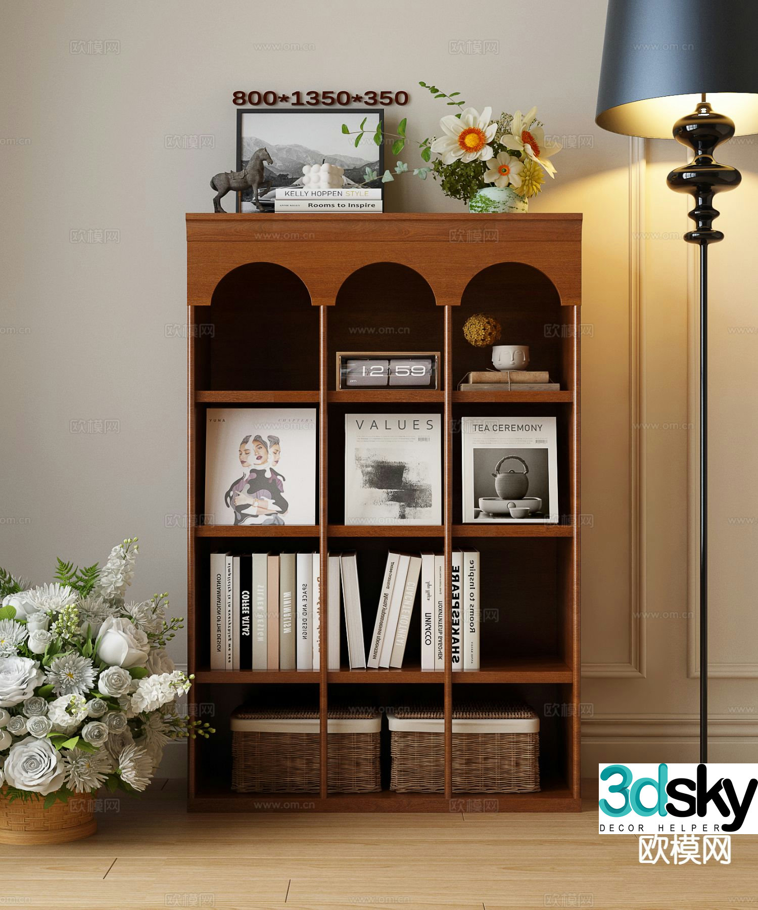 Medieval style bookcase display cabinet 3d model