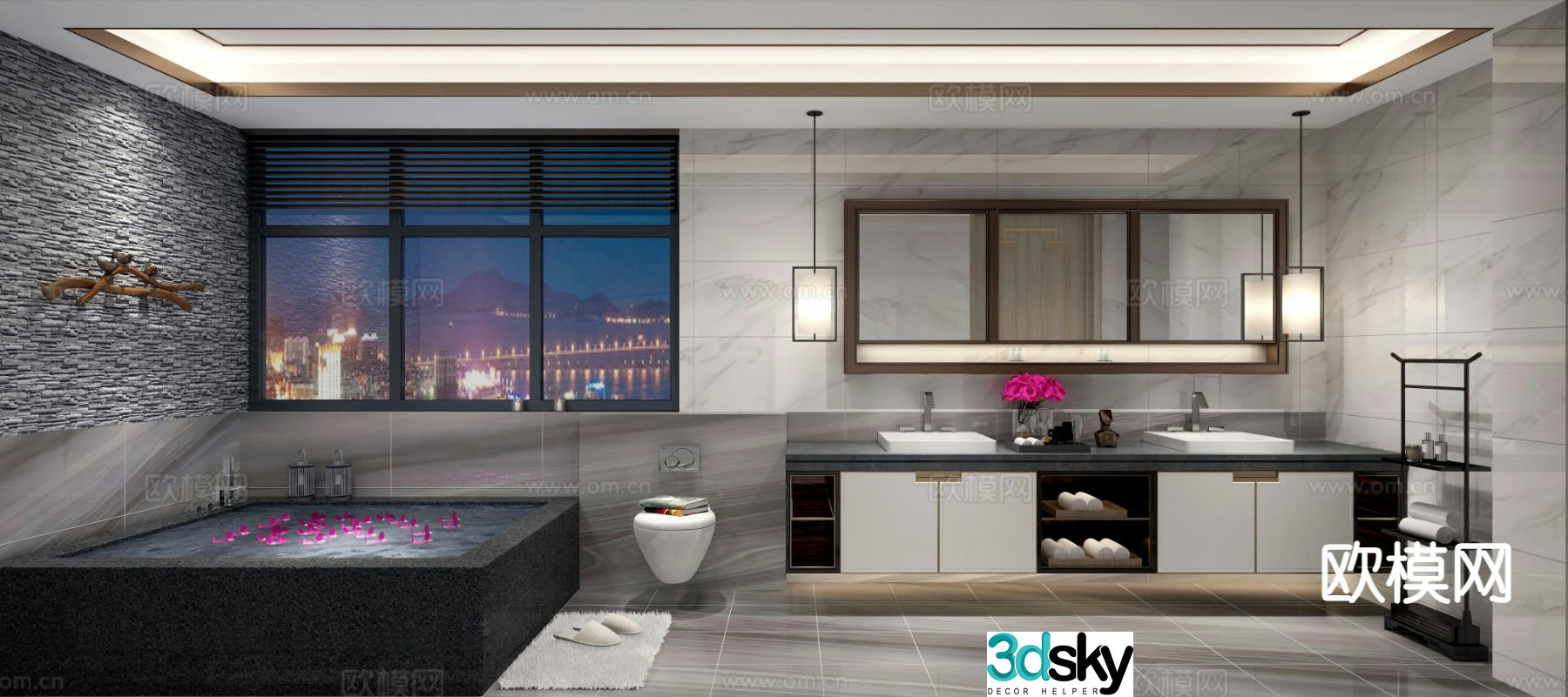 New Chinese style bathroom bathroom 3d model