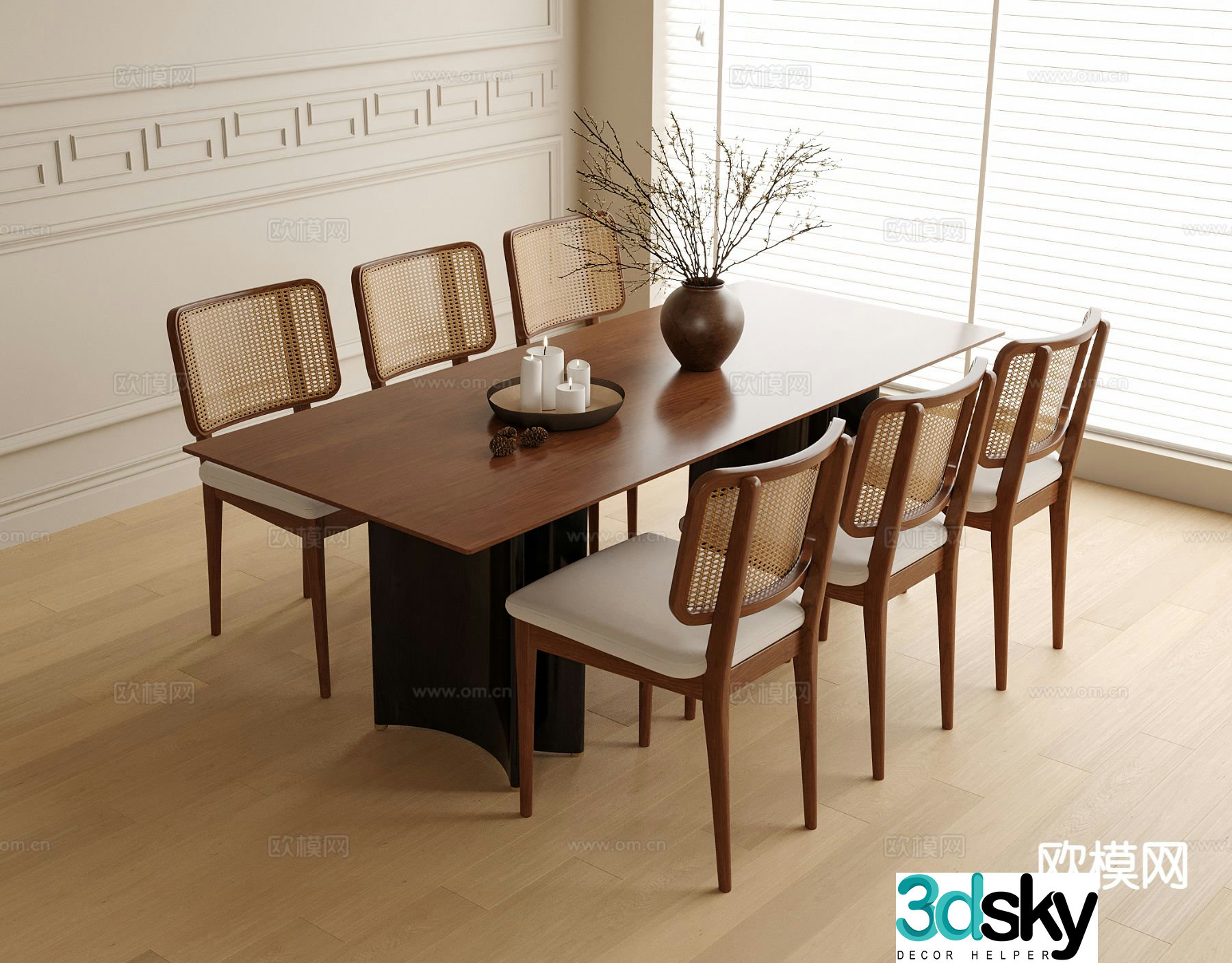 Medieval style dining table and chairs bar dining table 3D model