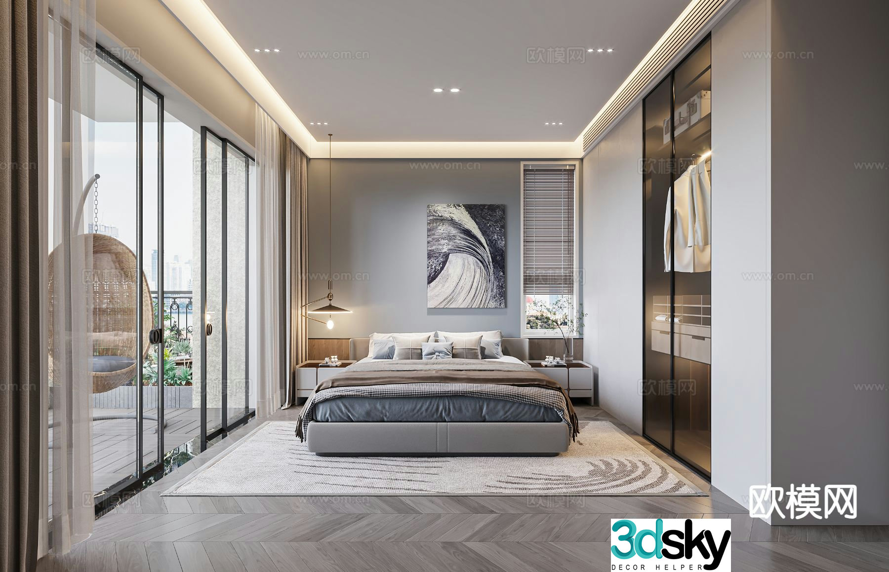Modern bedroom master bedroom 3d model