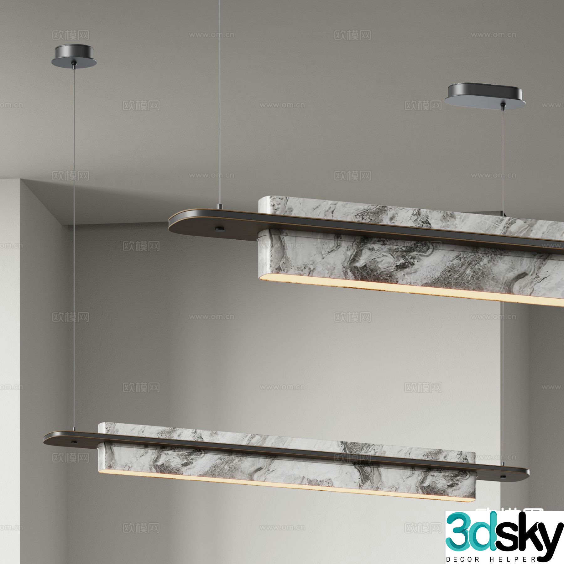 Light luxury chandelier straight chandelier 3d model