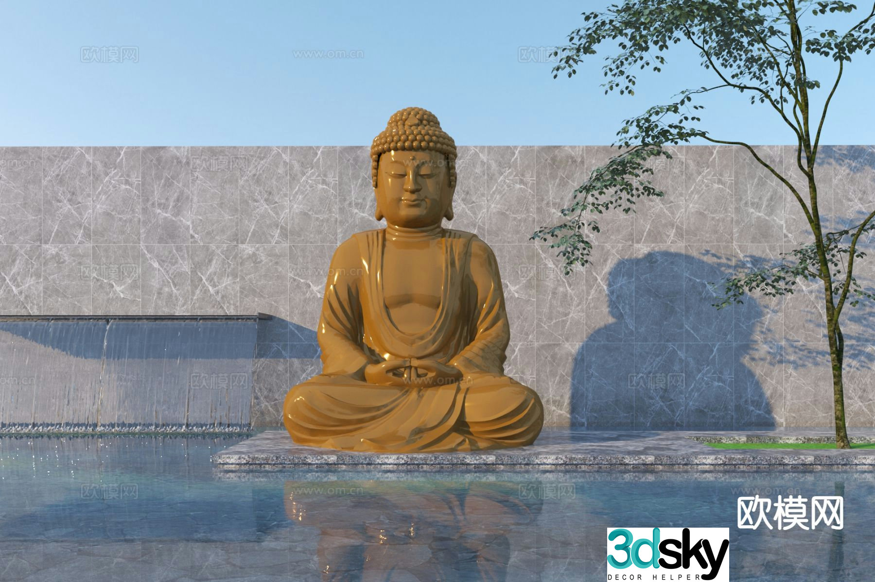 Buddha statue sketch sculpture sketch landscape sculpture 3D model