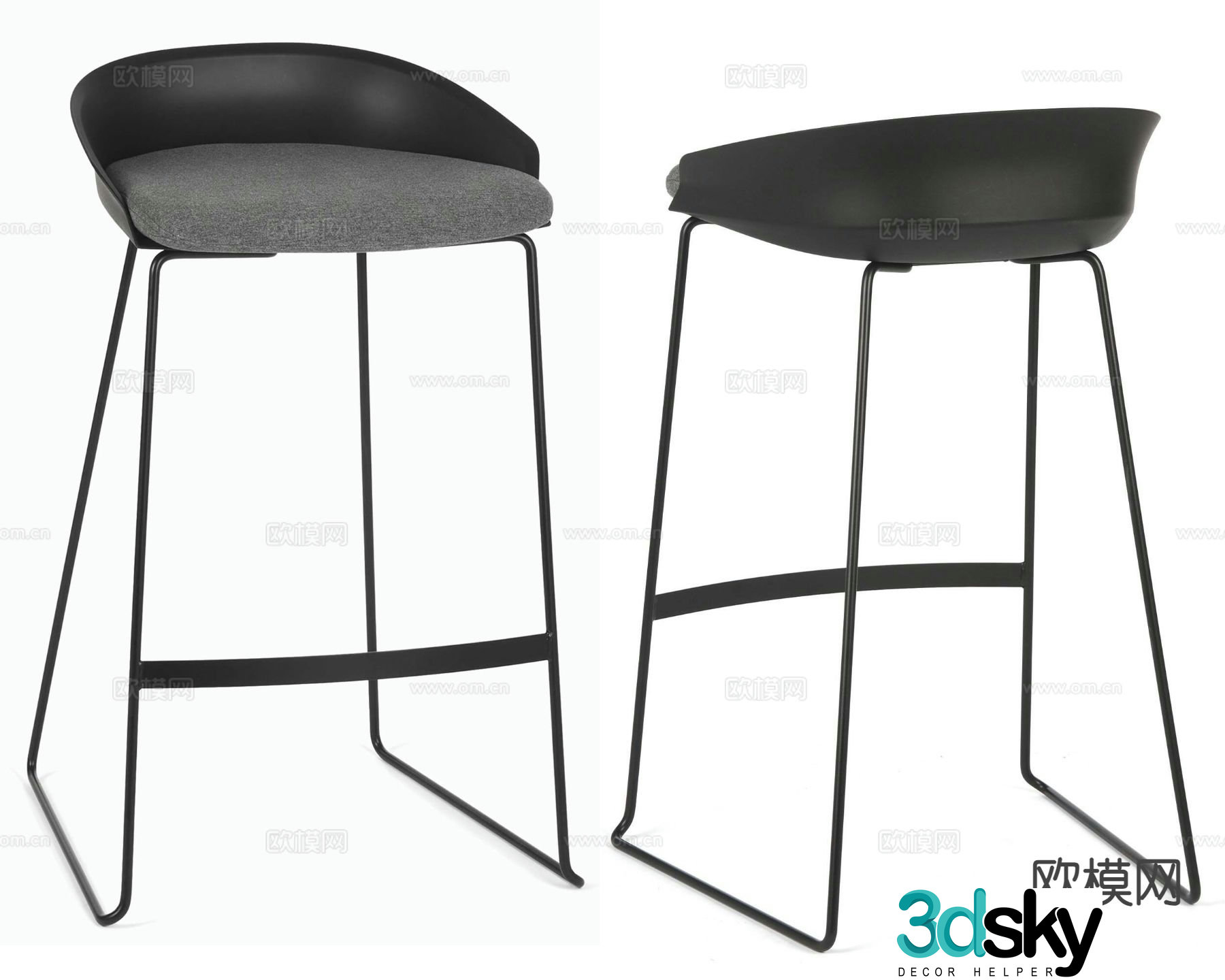 Modern bar stool bar stool high stool 3d model