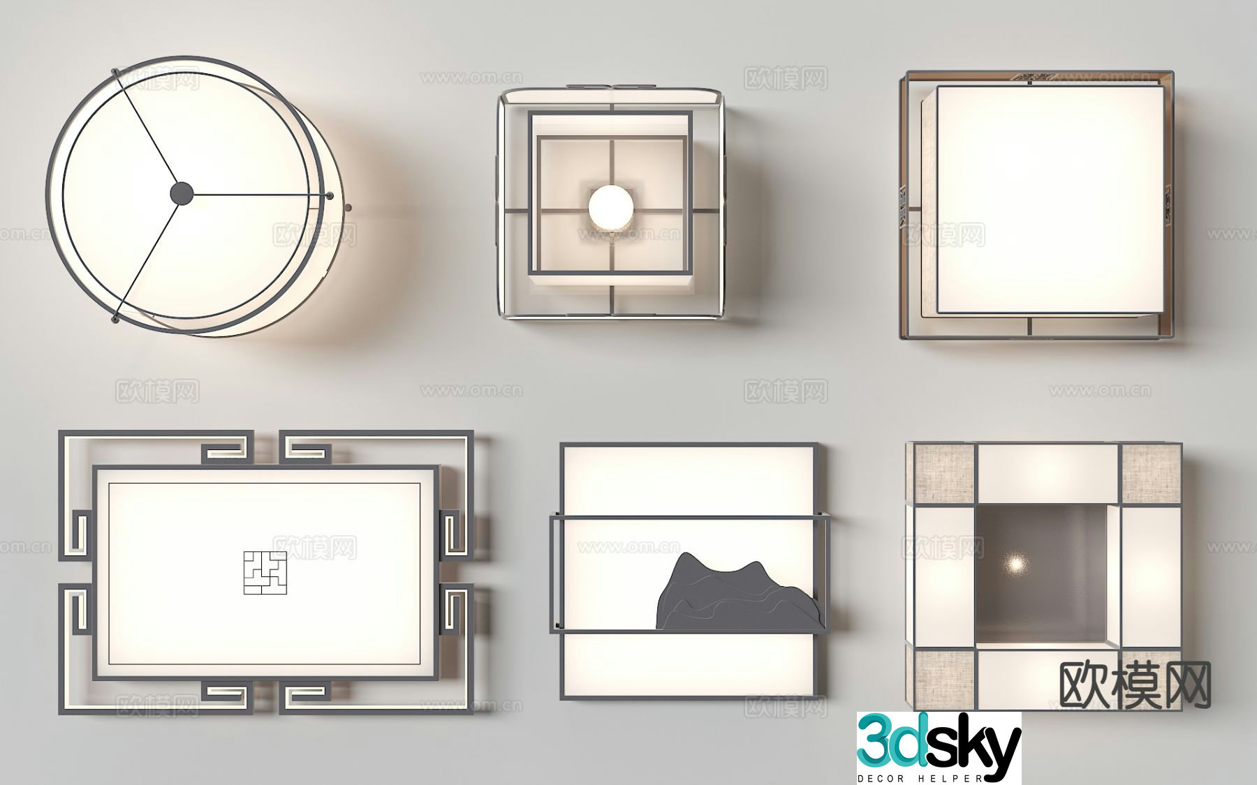 New Chinese style ceiling lamp square ceiling lamp living room ceiling lamp 3d model