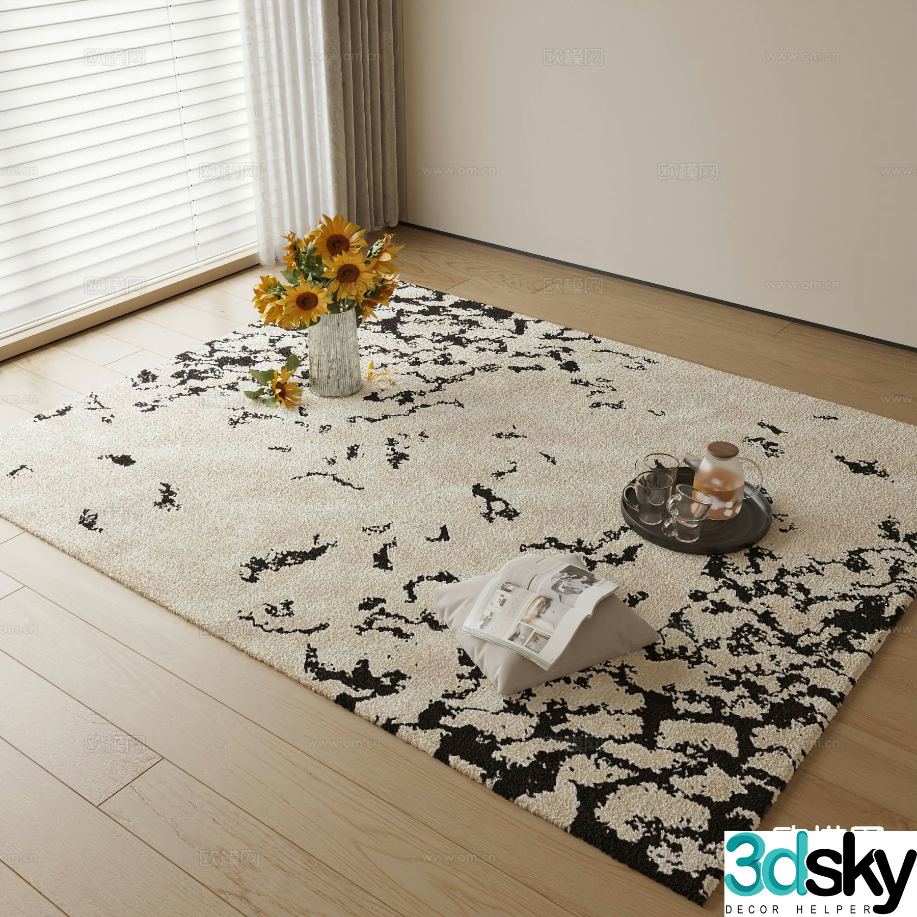 abstract carpet square rug 3d model