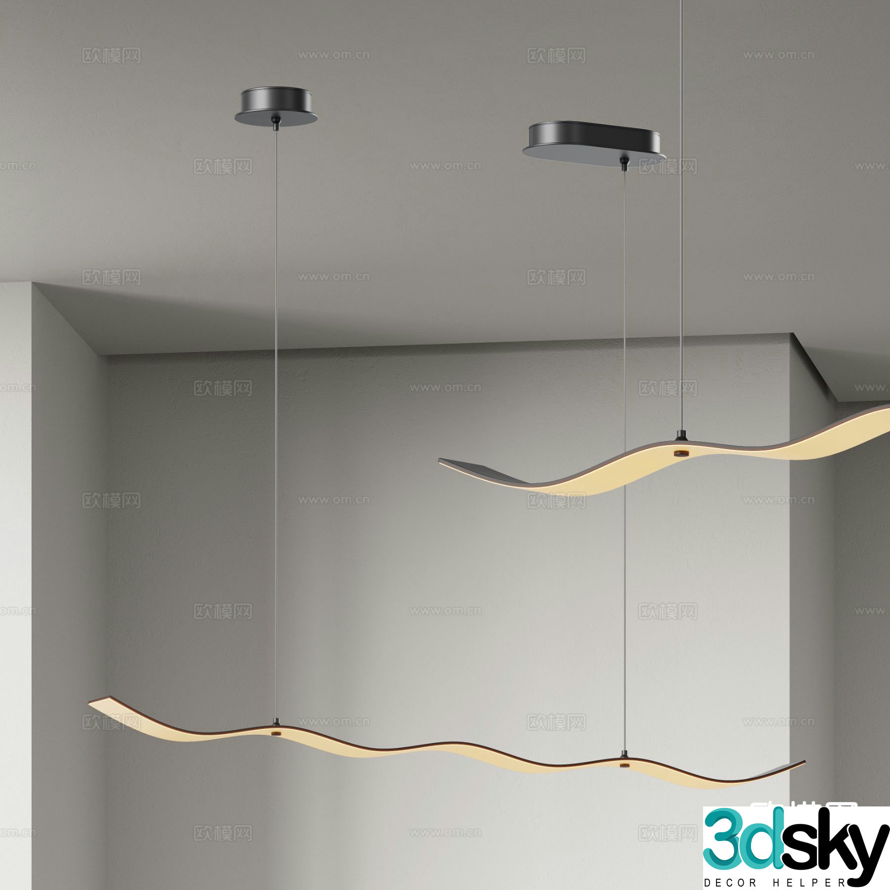 Modern streamer chandelier 3d model