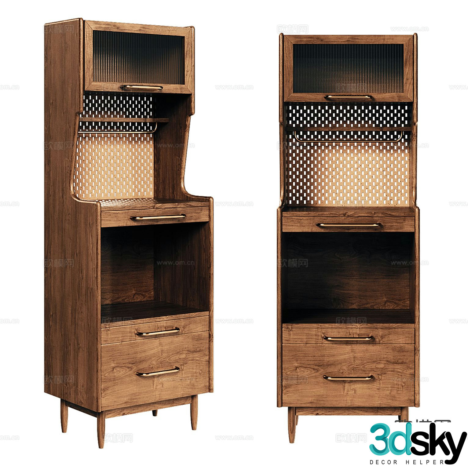 Wabi-sabi style sideboard solid wood cabinet 3d model