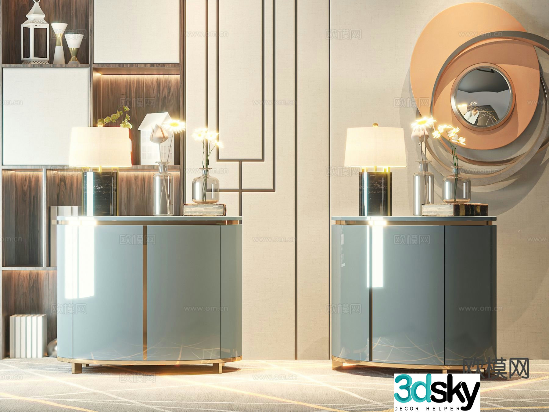 Light luxury bedside table 3D model