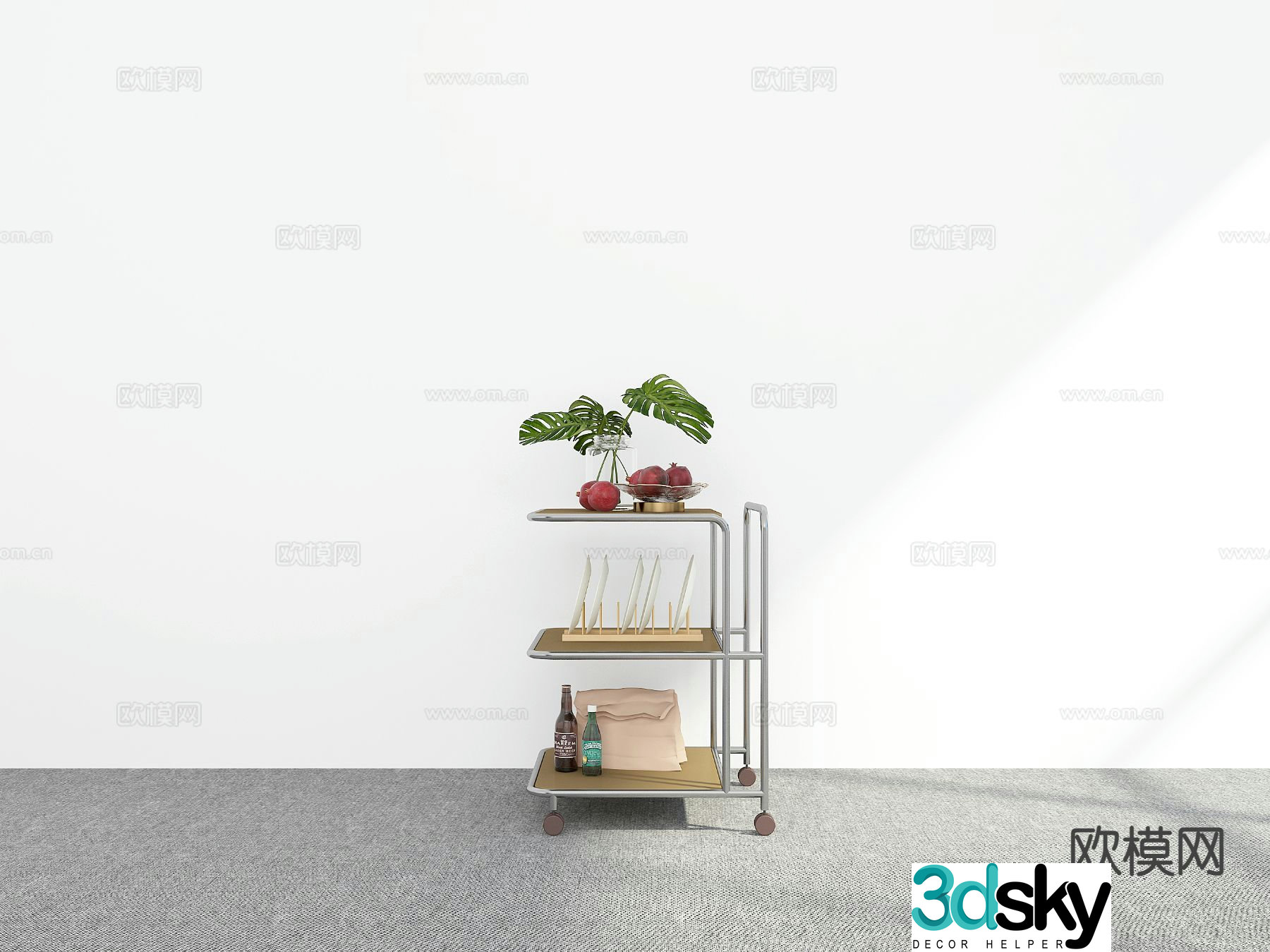 Modern trolley side table corner table table table 3D model