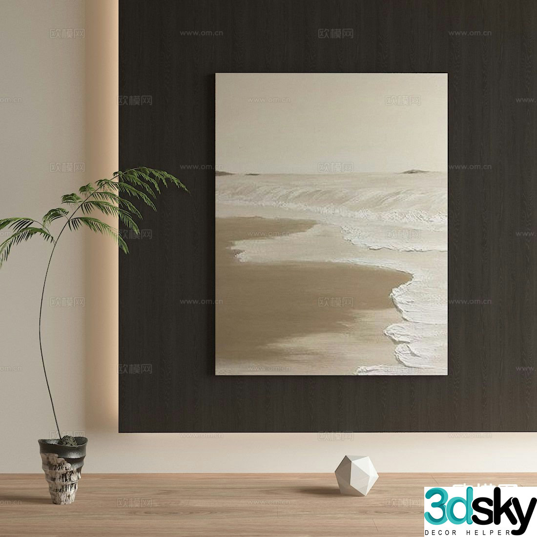 Wabi-sabi painting texture painting decorative painting hanging painting 3D model