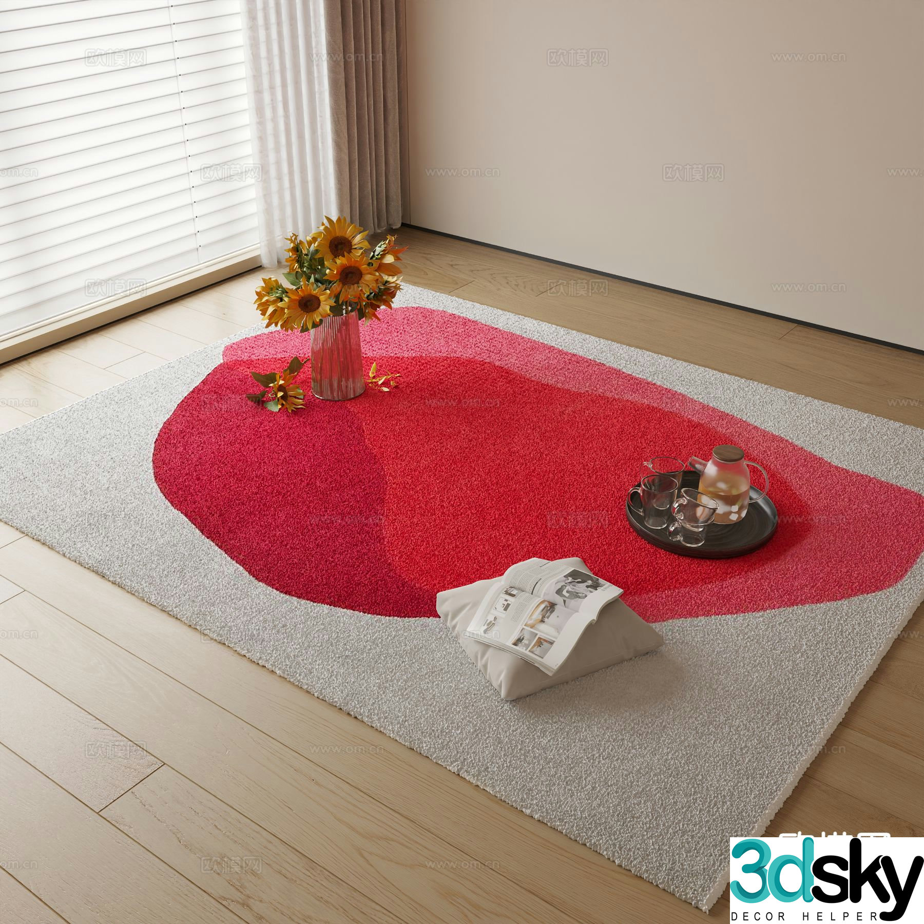 Decorative carpet square carpet 3d model