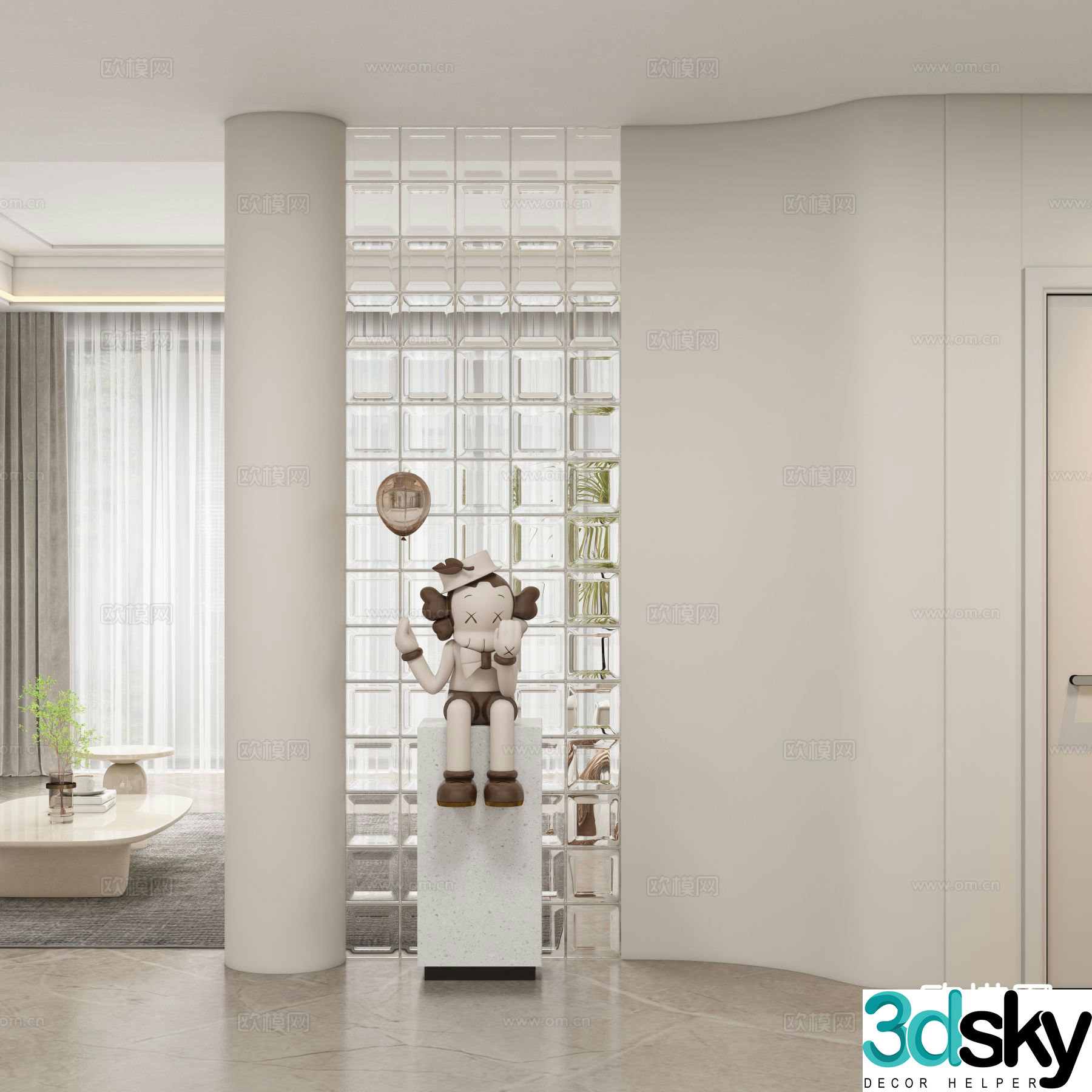 Cream style entrance hall entrance hall aisle 3D model