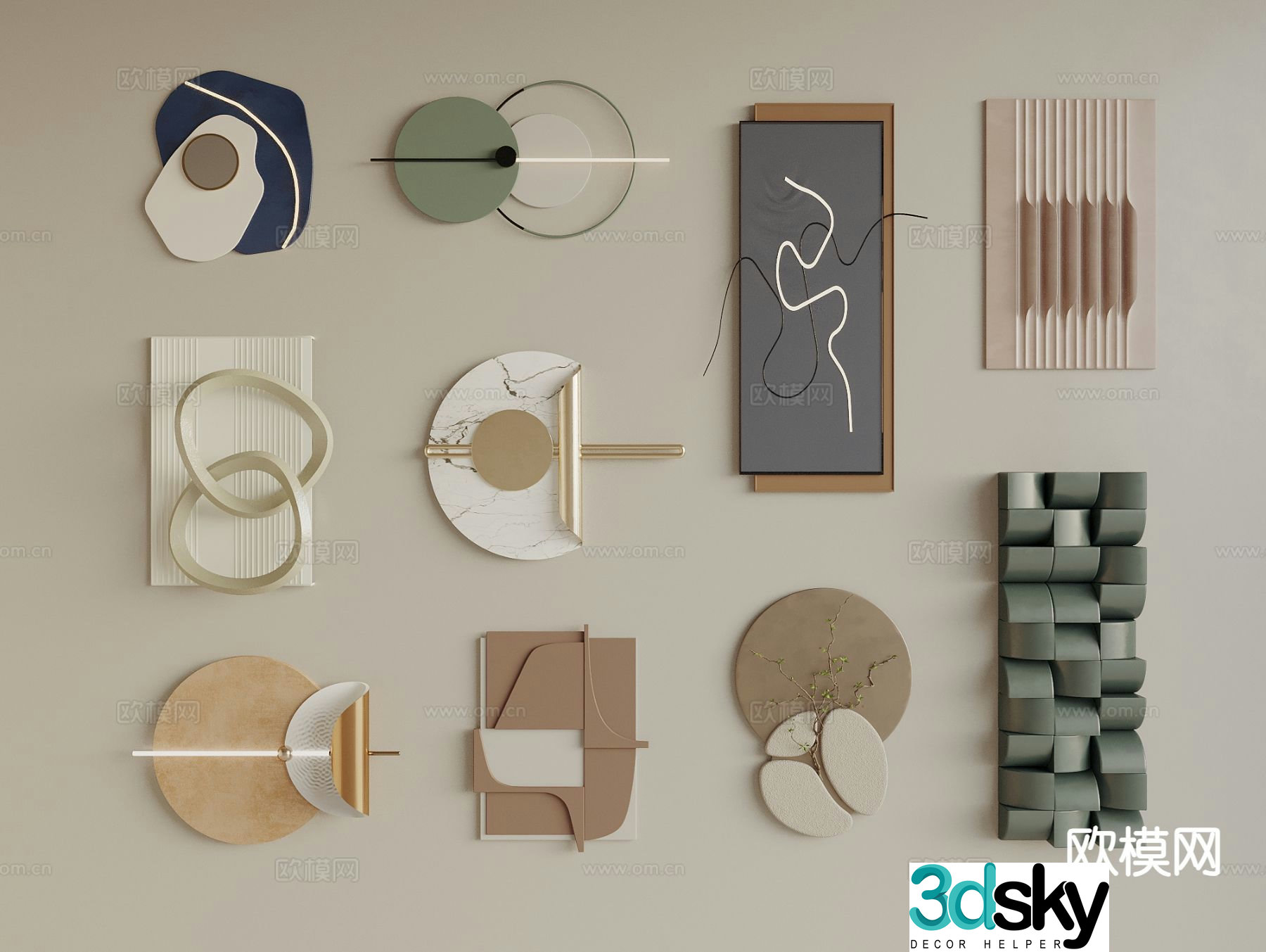 Modern wall decoration pendant three-dimensional painting 3D model