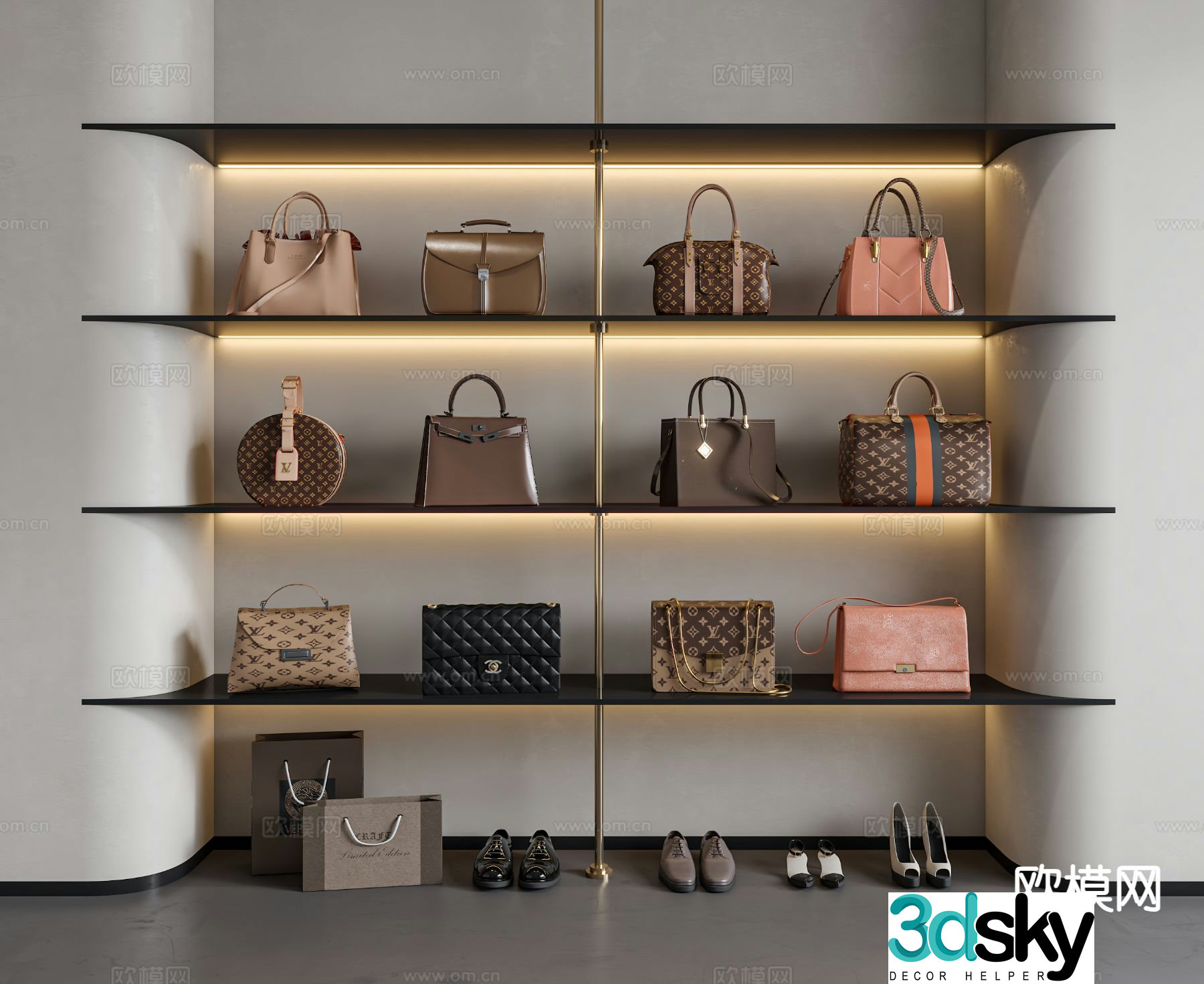 Bag luggage leather bag shoulder bag 3d model