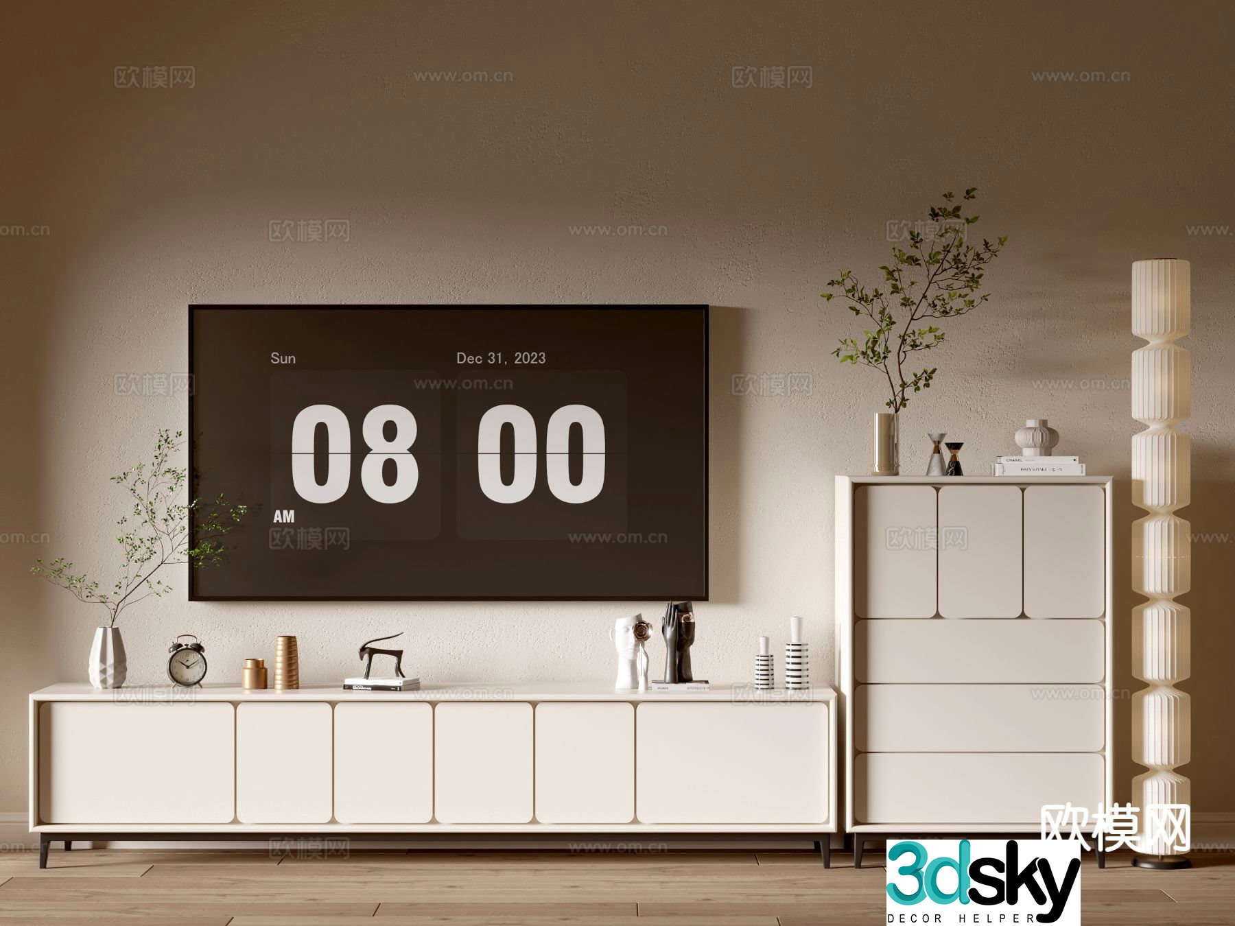 Cream style TV cabinet 3d model