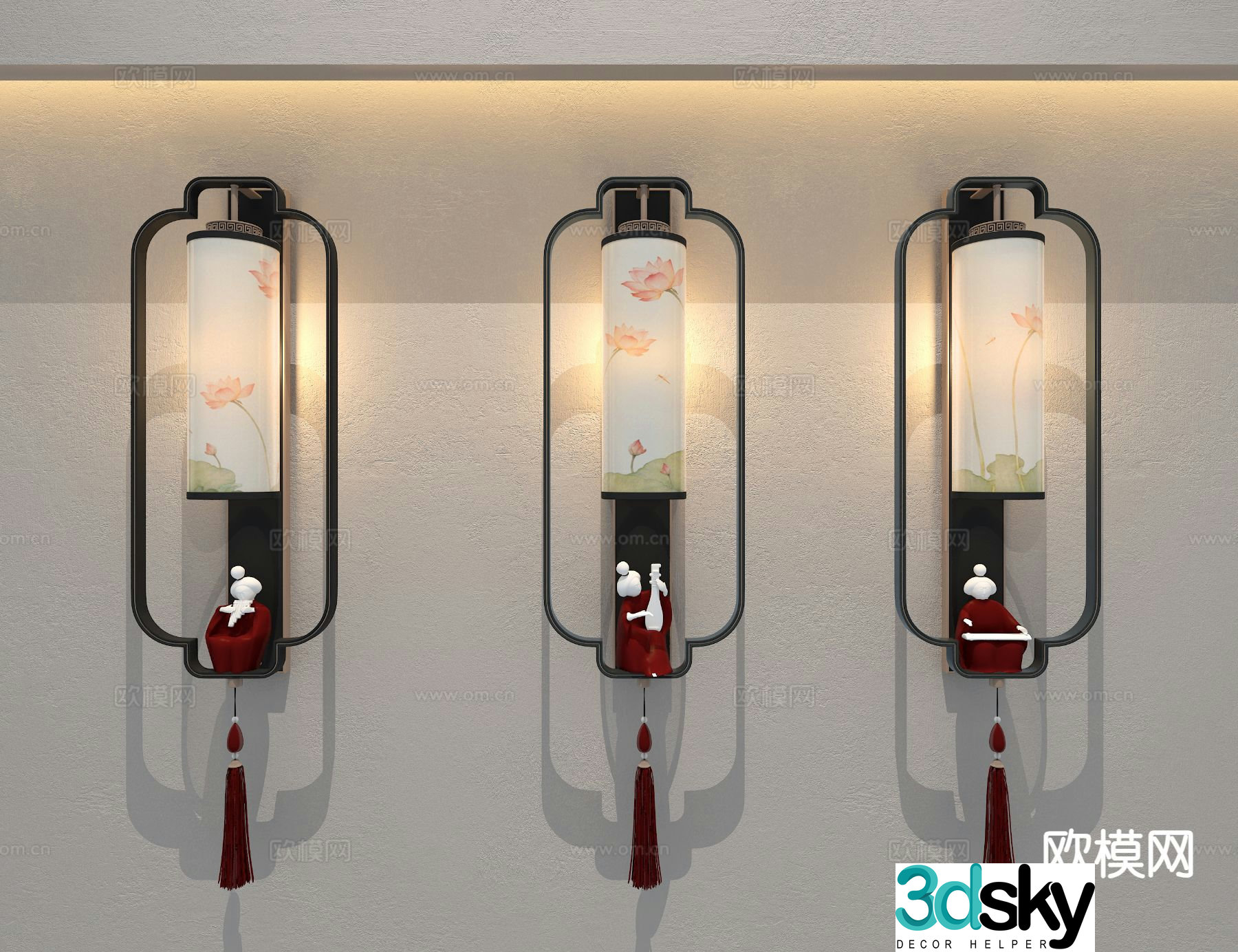 New Chinese style wall lamp 3d model