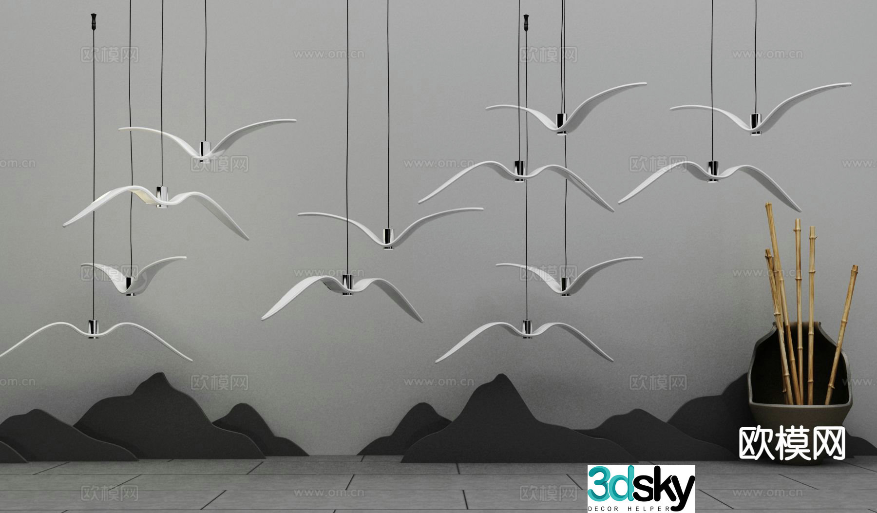 Bird decorative lamp 3d model