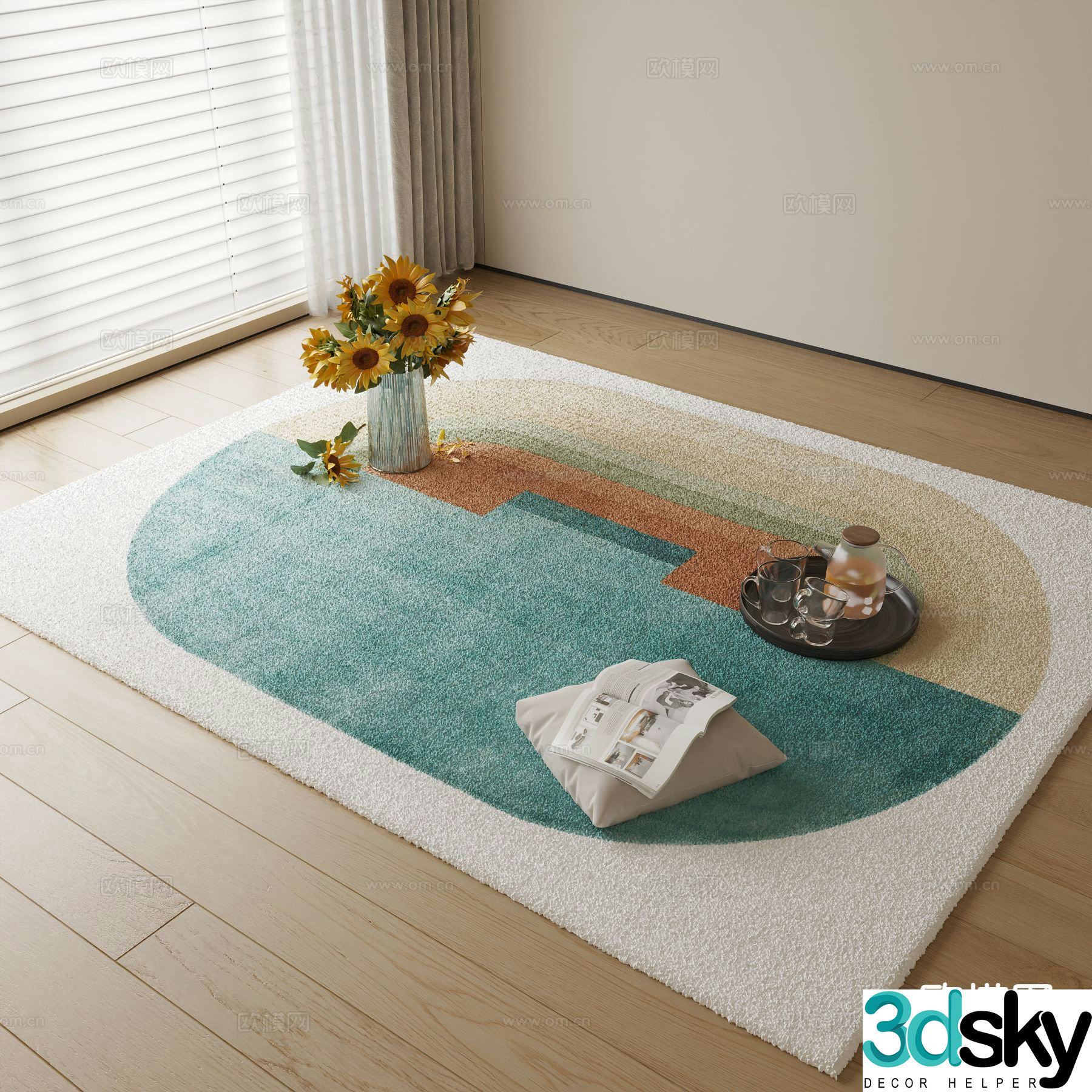 Decorative carpet square carpet 3d model