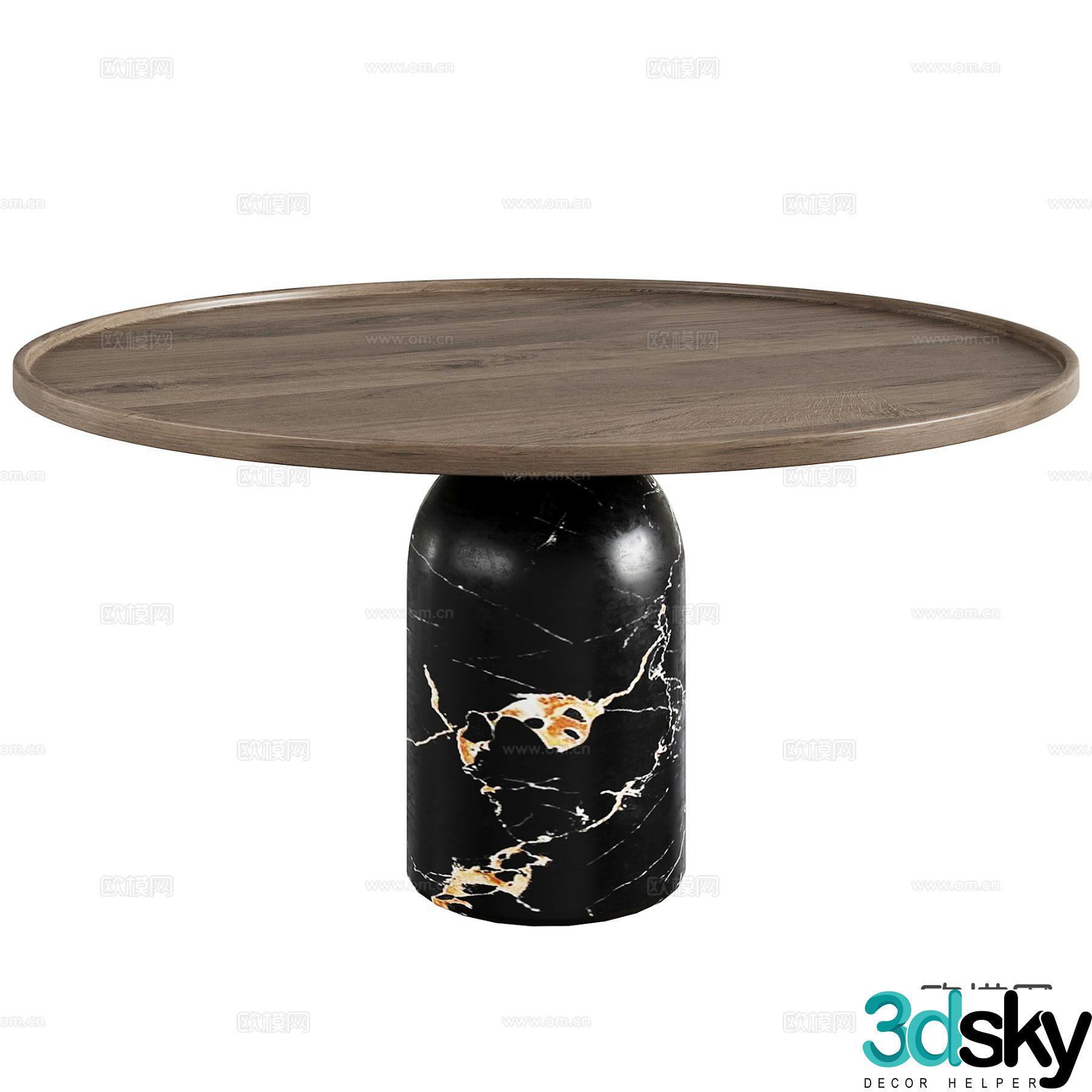 Round coffee table solid wood coffee table 3d model