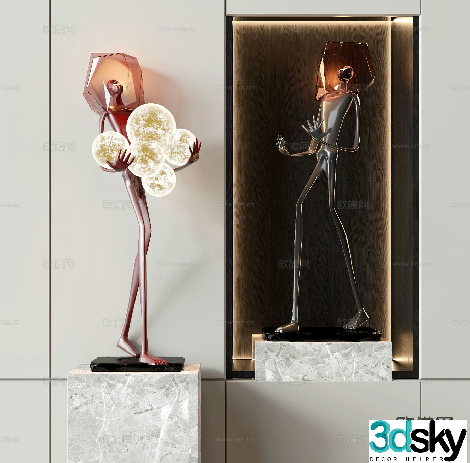 Modern figure sculpture ornaments 3D model
