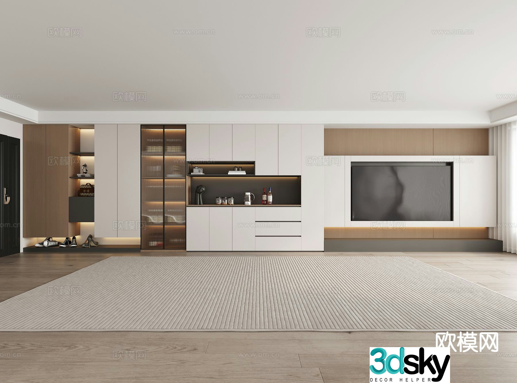 Modern shoe cabinet sideboard TV cabinet integrated cabinet custom cabinet 3D model