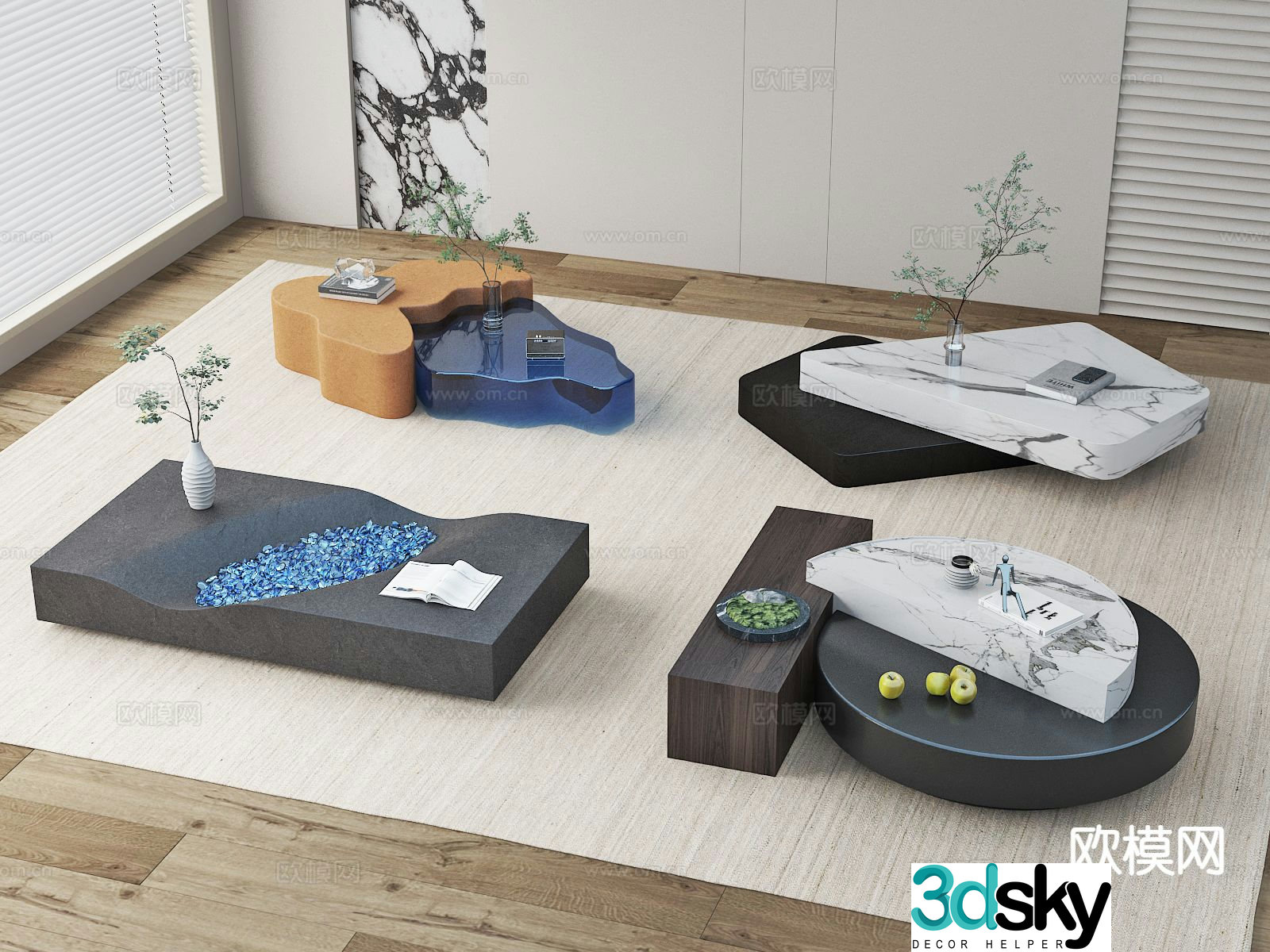 Special-shaped coffee table Mother-and-son coffee table 3D model