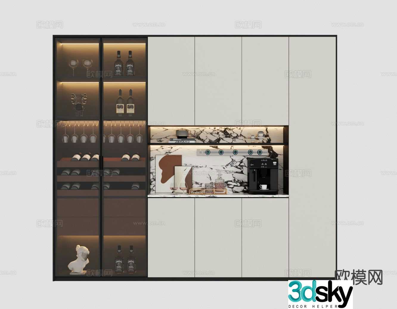 Modern wine cabinet sideboard 3d model