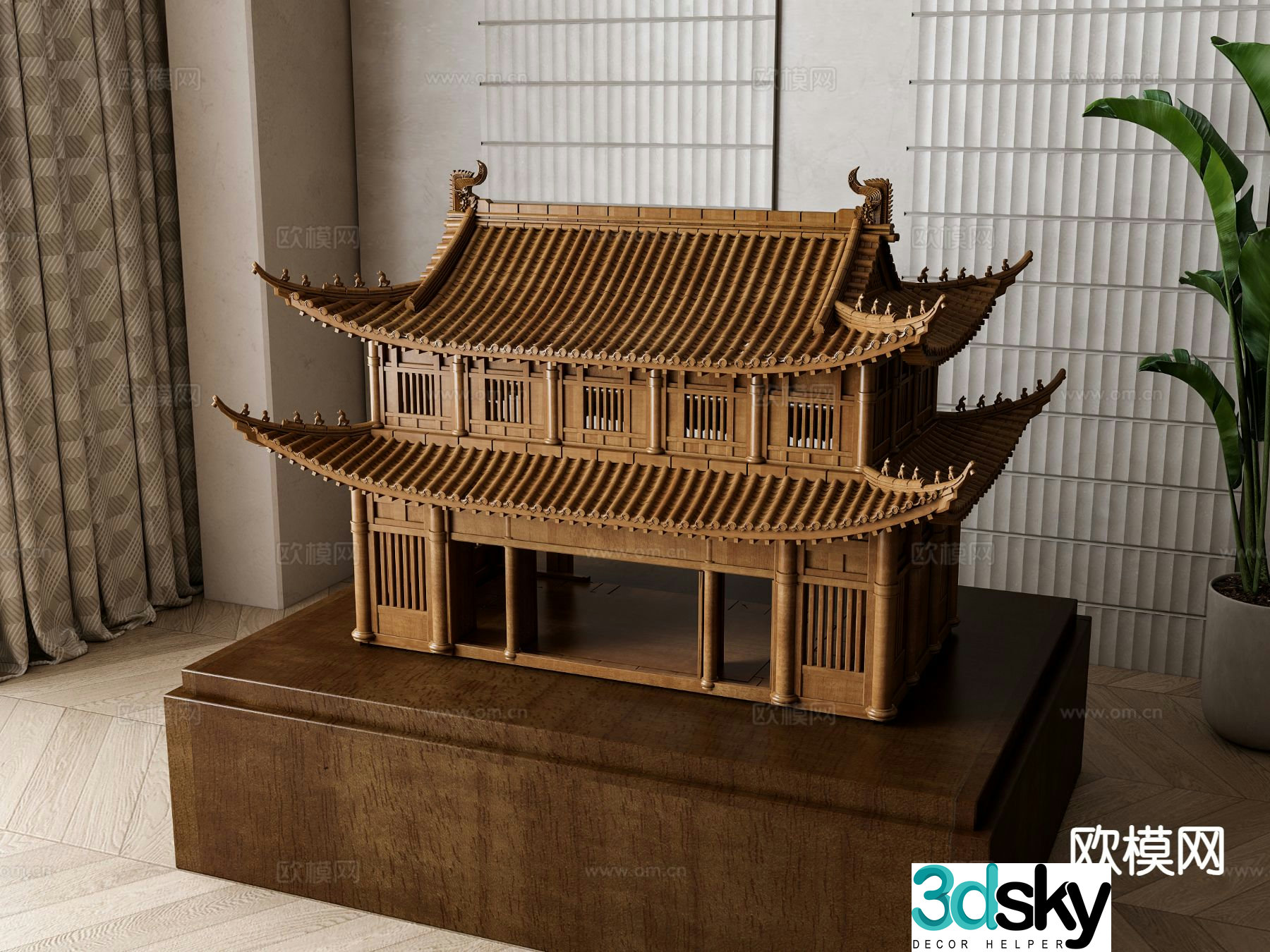 Ancient architectural sculptures tower sculptures art ornaments 3D models