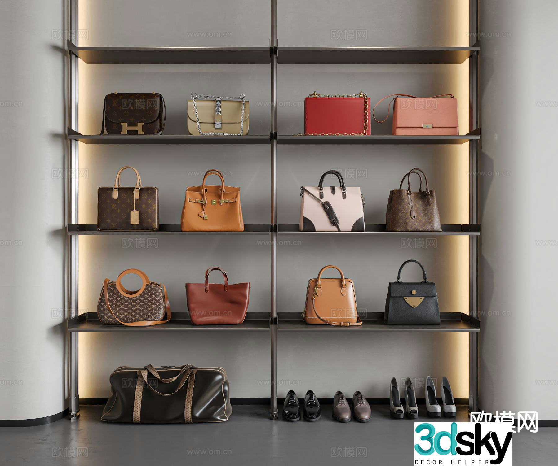 Bag luggage leather bag shoulder bag 3d model