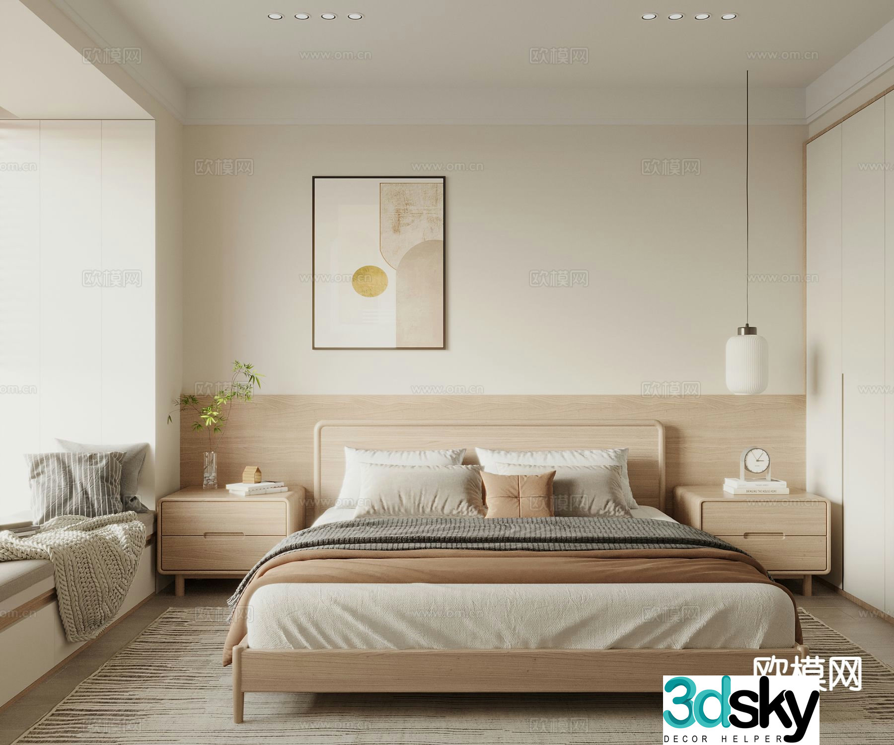 Log style bedroom master bedroom 3d model