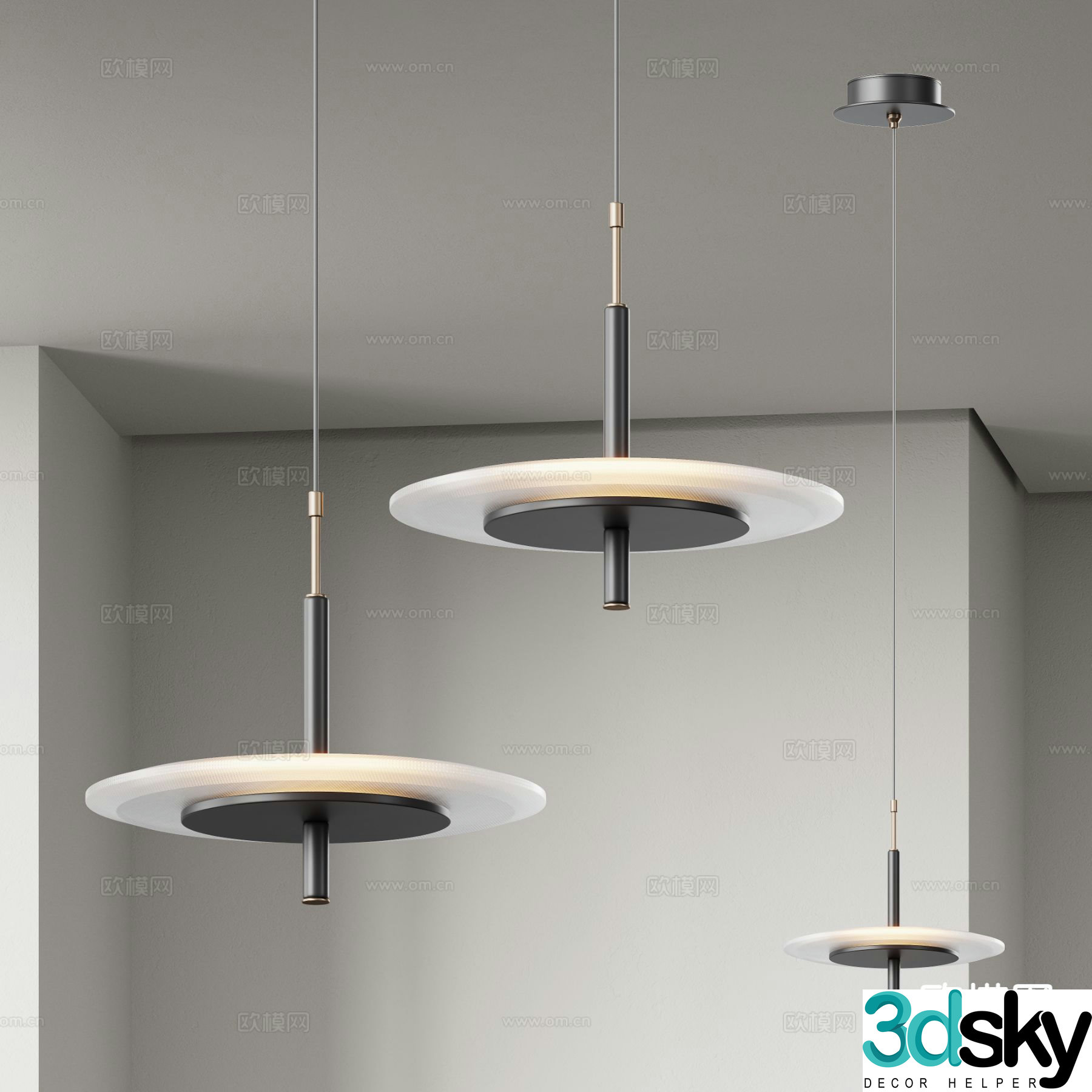 Modern disc chandelier 3d model