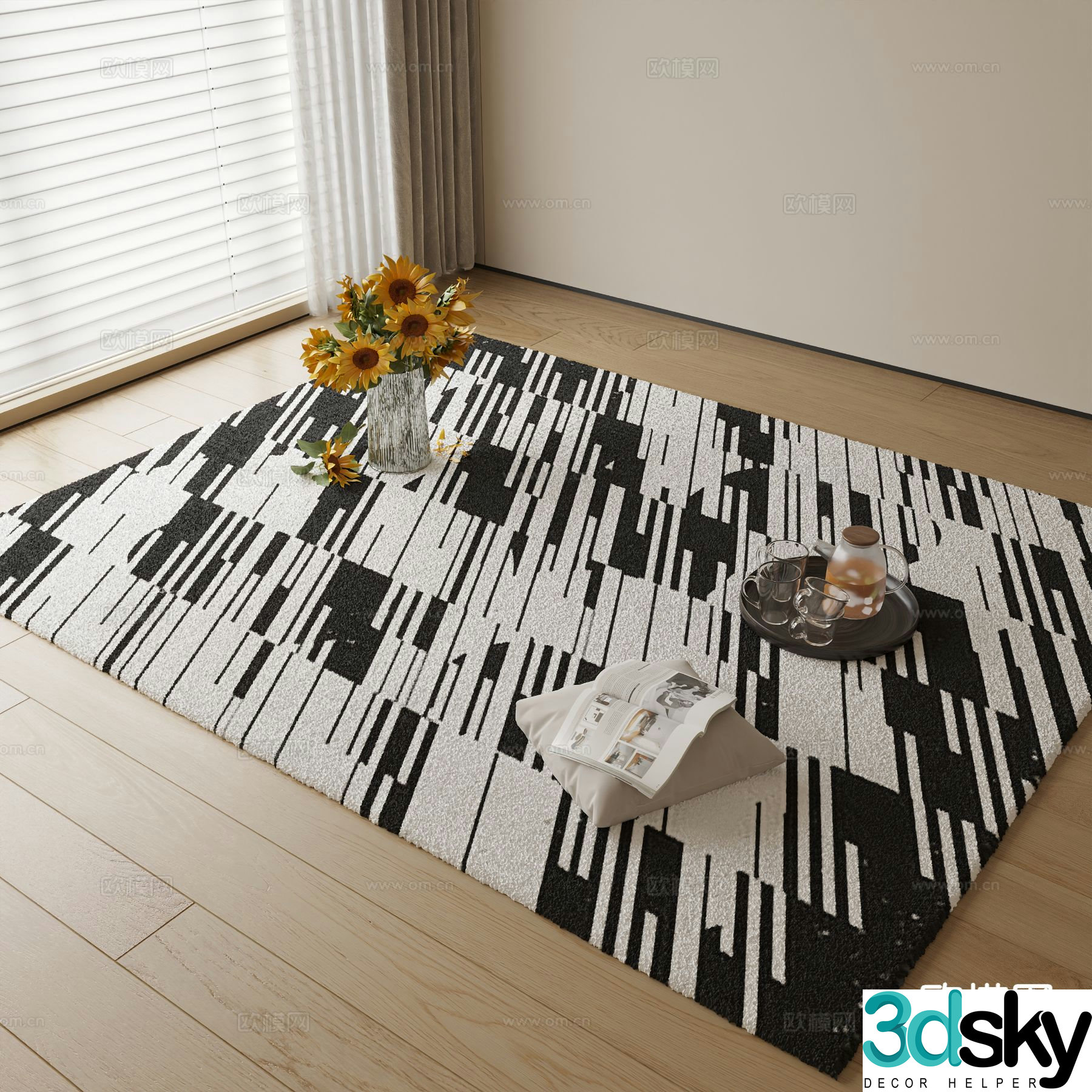 Decorative carpet square carpet 3d model