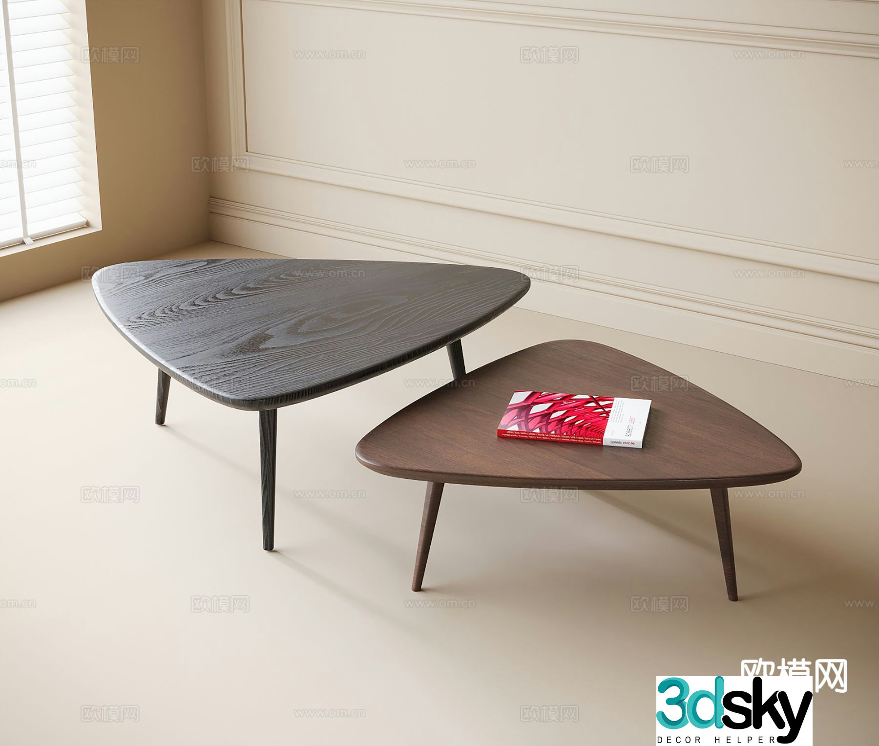Solid wood coffee table mother-and-child coffee table 3d model