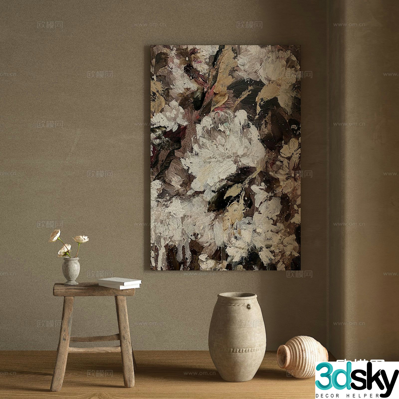 Nordic texture painting decorative painting hanging painting 3D model