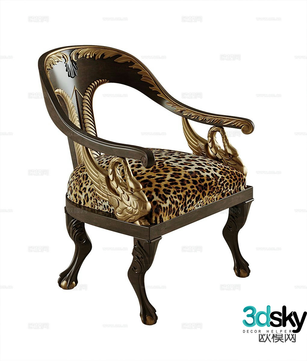American chair armchair leisure chair 3d model