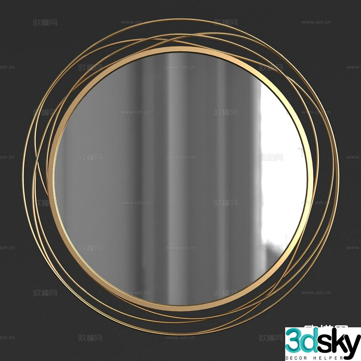 round mirror decorative mirror bathroom mirror 3d model