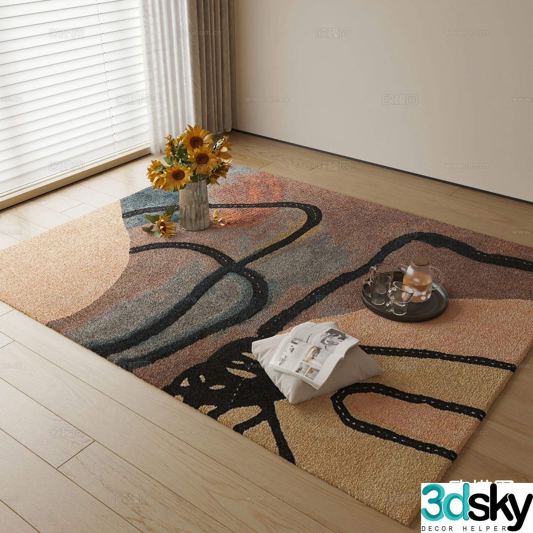 Modern square carpet 3d model