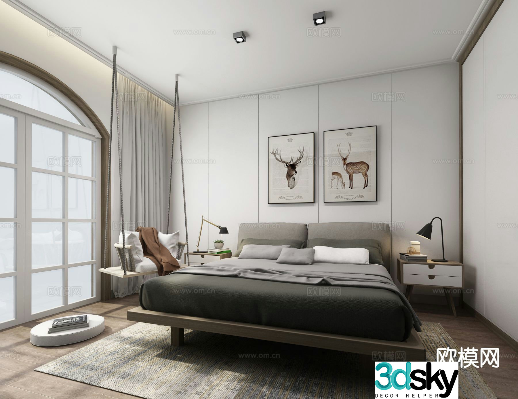 Modern bedroom master bedroom 3d model