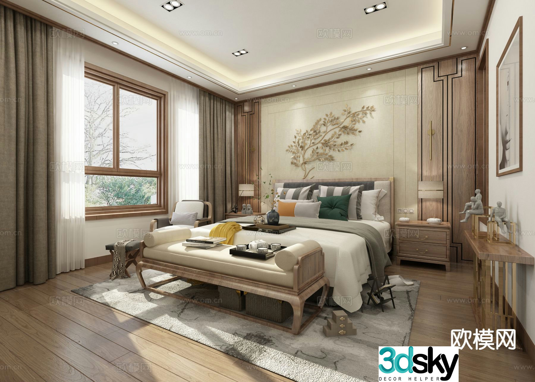 New Chinese style bedroom master bedroom 3d model
