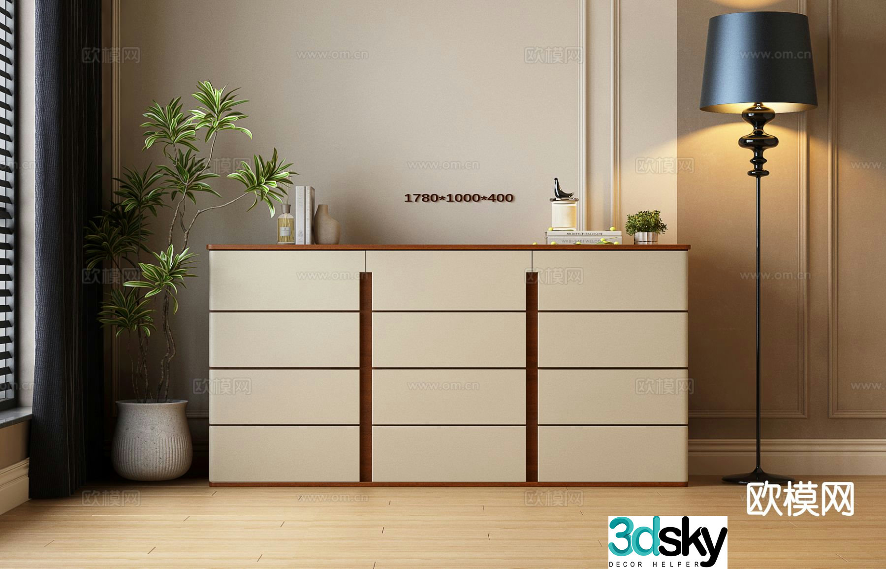 Italian side cabinet entrance cabinet 3D model