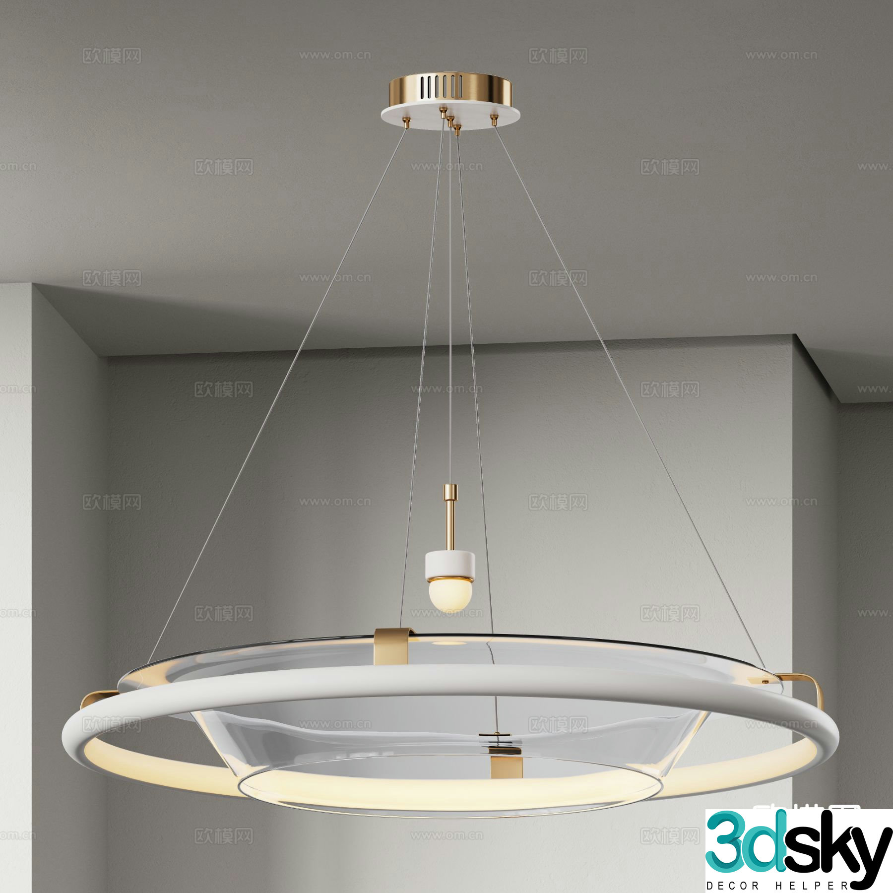 Light luxury chandelier ring chandelier 3d model