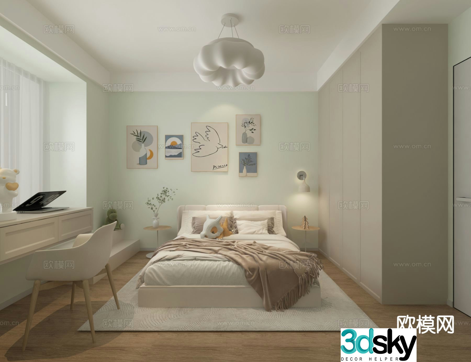 Modern bedroom second bedroom 3d model