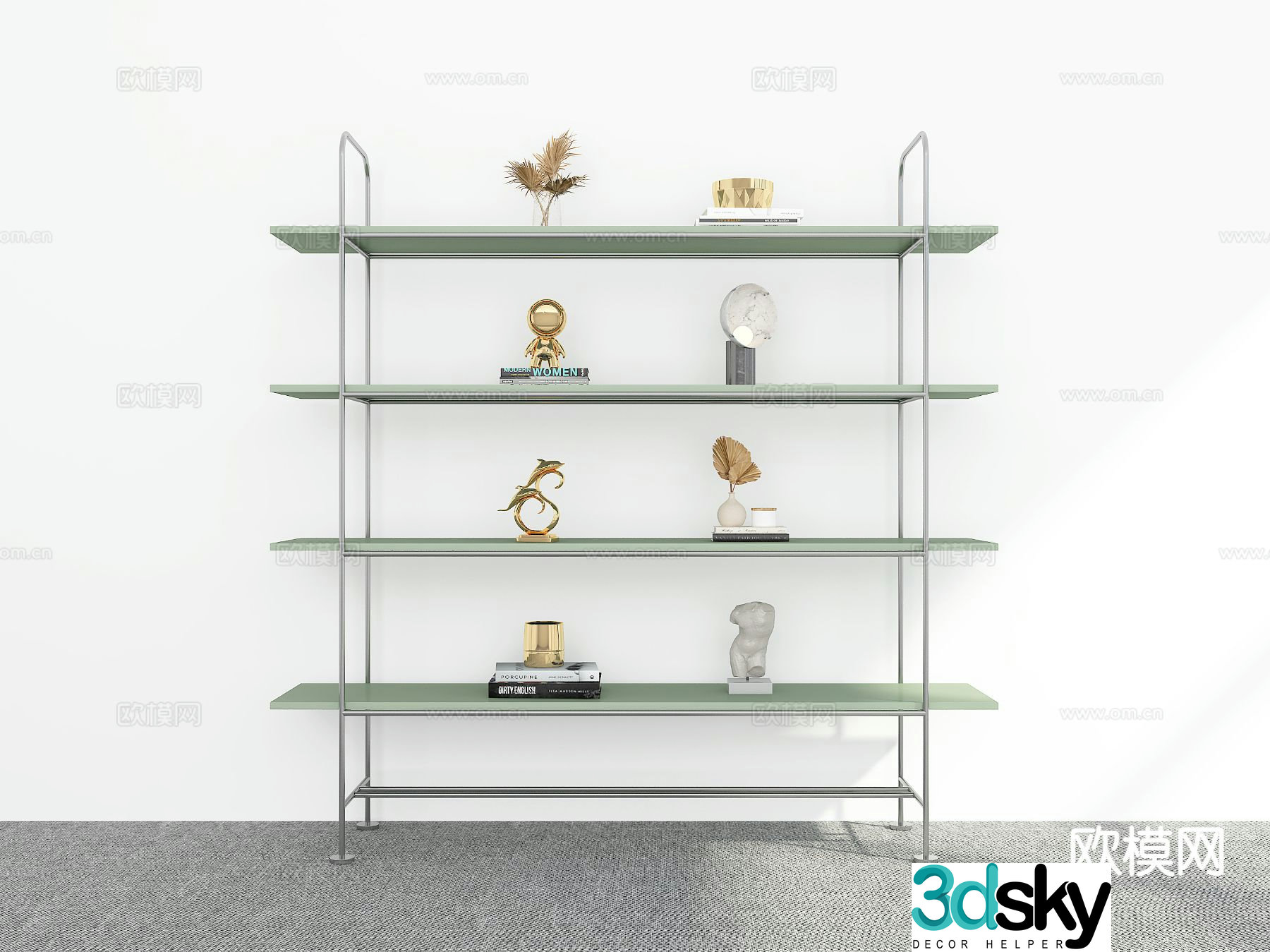 Modern bookshelf storage rack 3d model