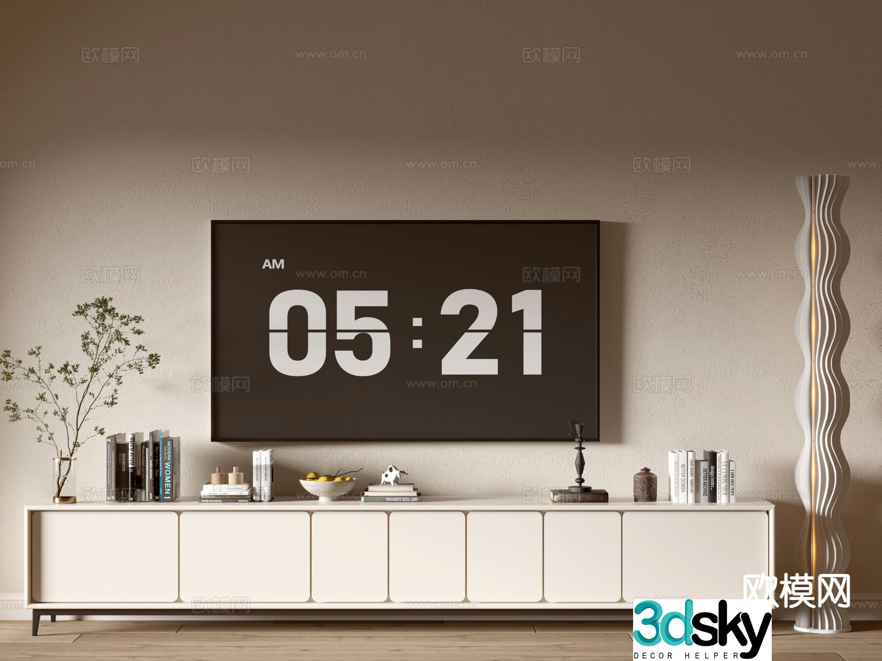 Cream style TV cabinet 3d model
