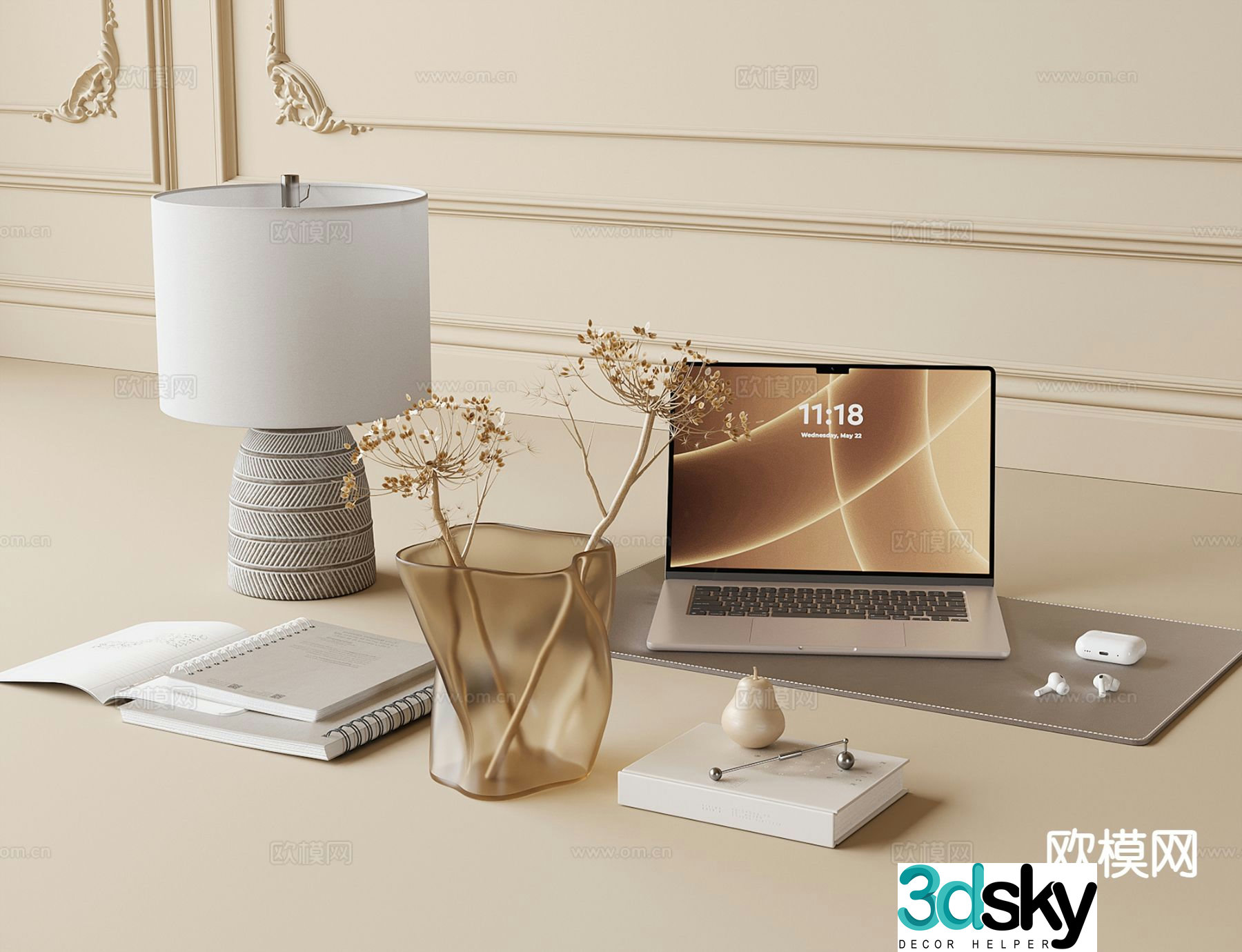 Modern desk accessories computer desk lamp 3d model